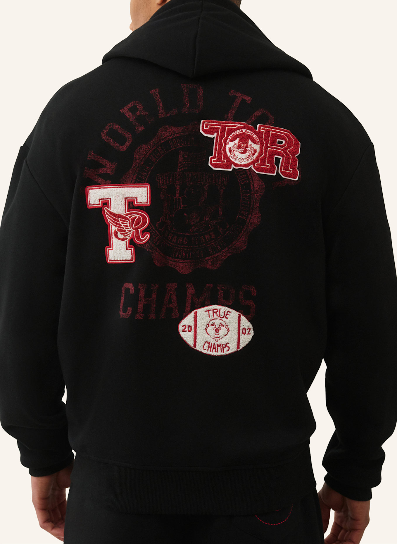 TRUE RELIGION Zip-Hoodie WORLD TOUR CHAMPS: SCHWARZ