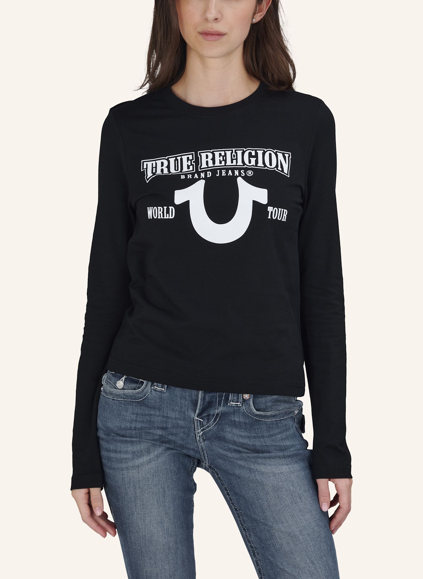 TRUE RELIGION Longsleeve: SCHWARZ