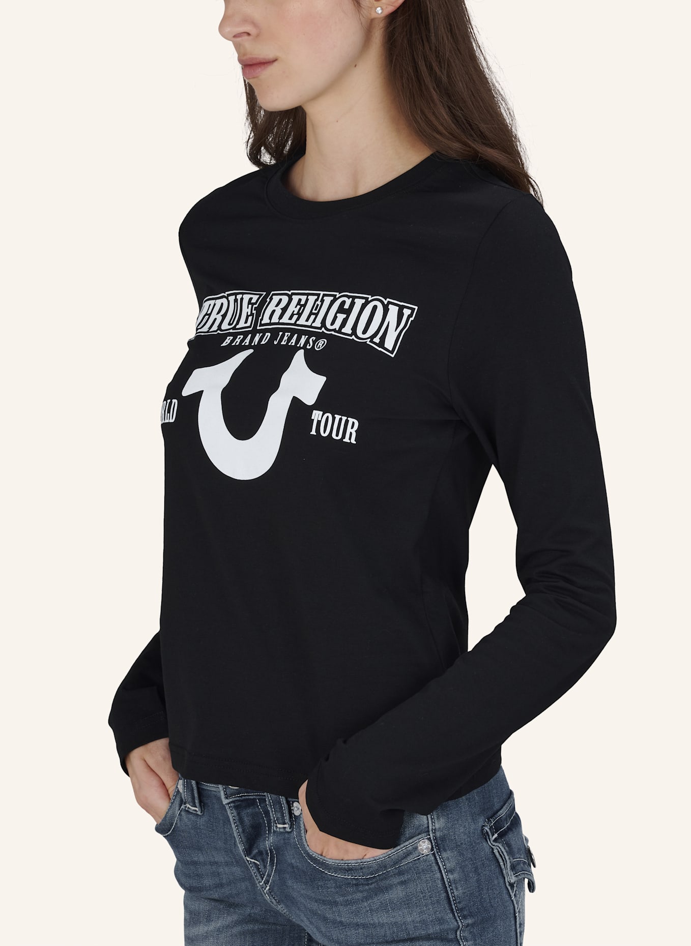 TRUE RELIGION Longsleeve: SCHWARZ
