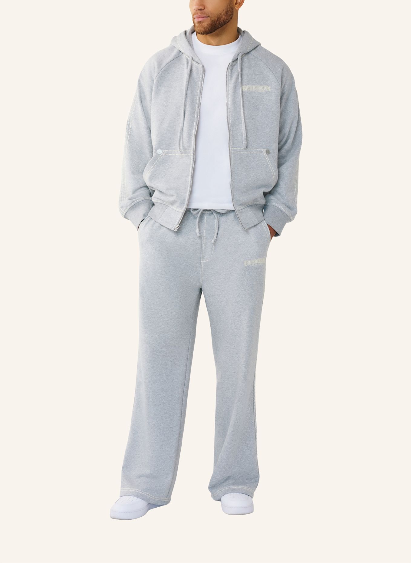 TRUE RELIGION Zip-Hoodie: GRAU