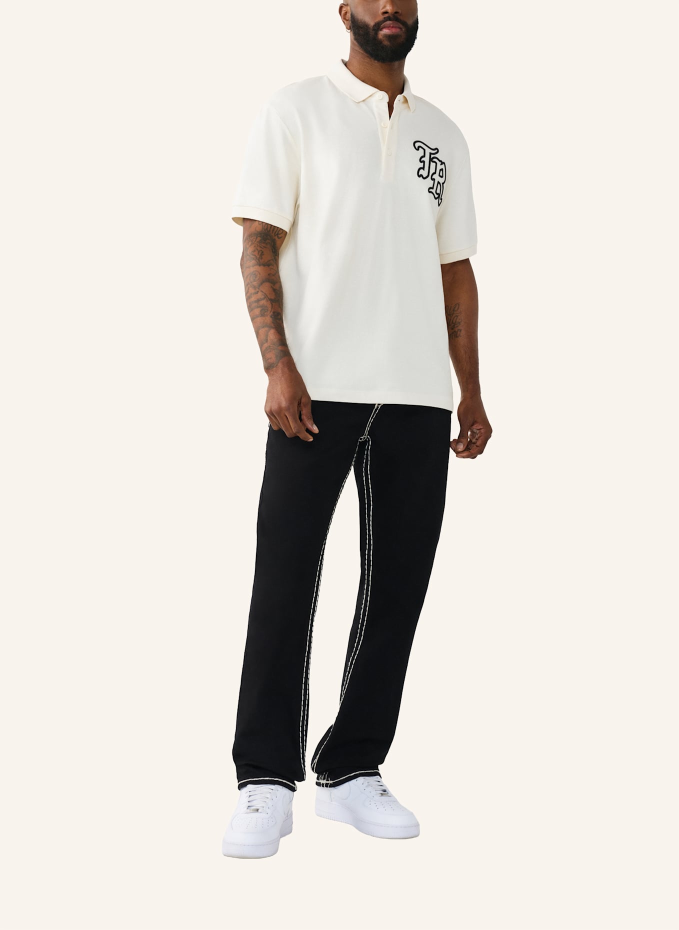 TRUE RELIGION Poloshirt: WEISS