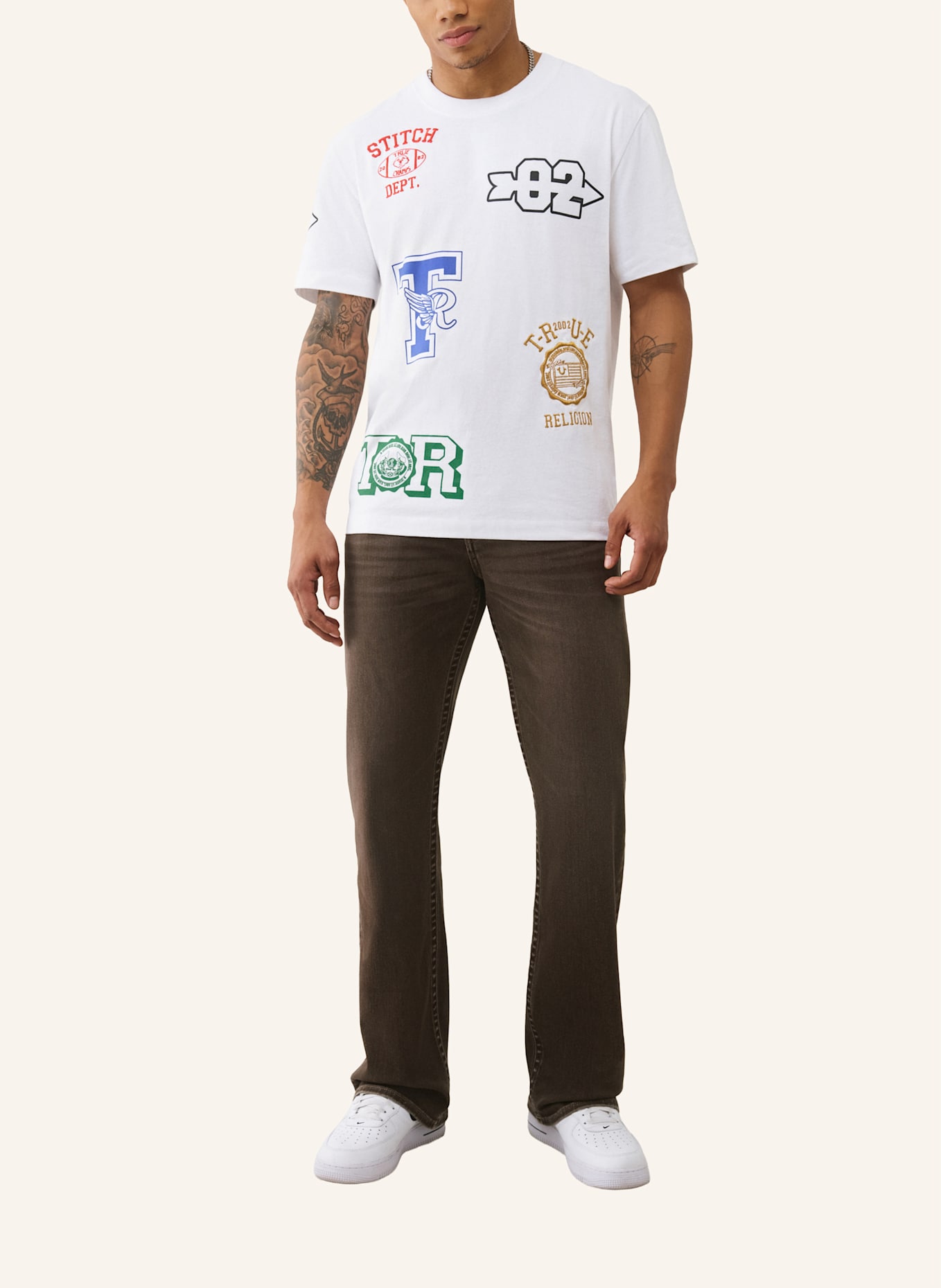 TRUE RELIGION T-Shirt EMBROIDERY: WEISS