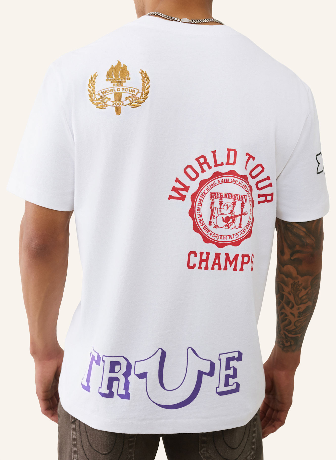 TRUE RELIGION T-Shirt EMBROIDERY: WEISS