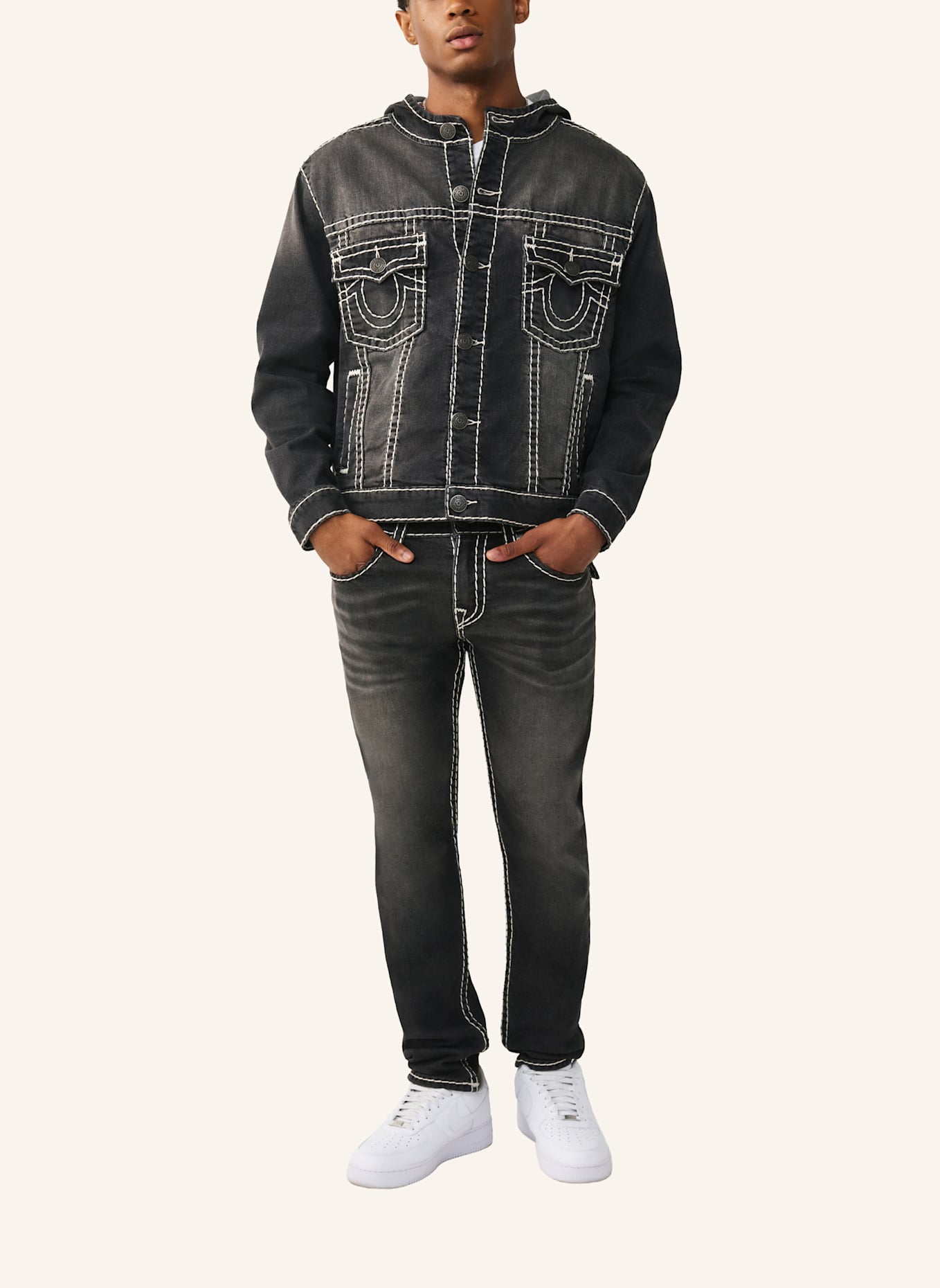 TRUE RELIGION Jeansjacke: SCHWARZ