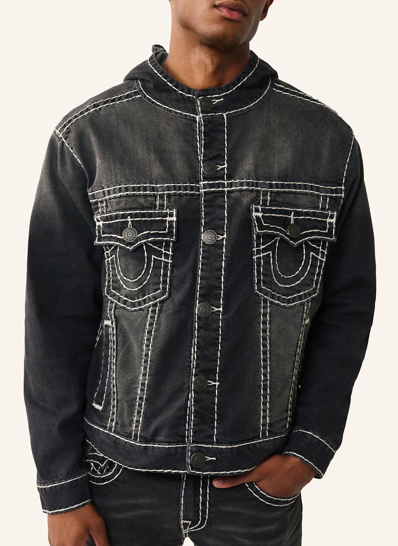 TRUE RELIGION Jeansjacke: SCHWARZ
