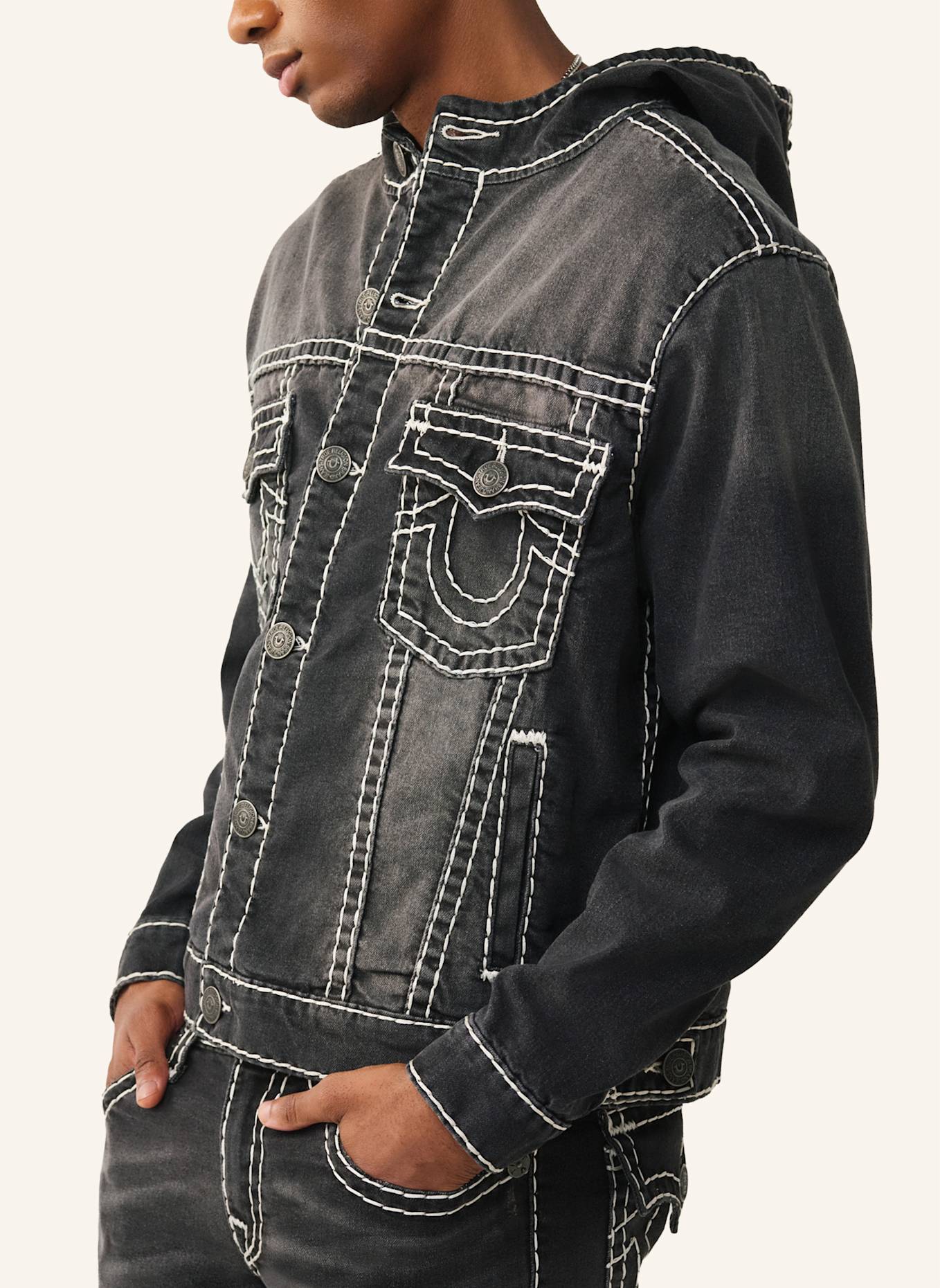 TRUE RELIGION Jeansjacke: SCHWARZ