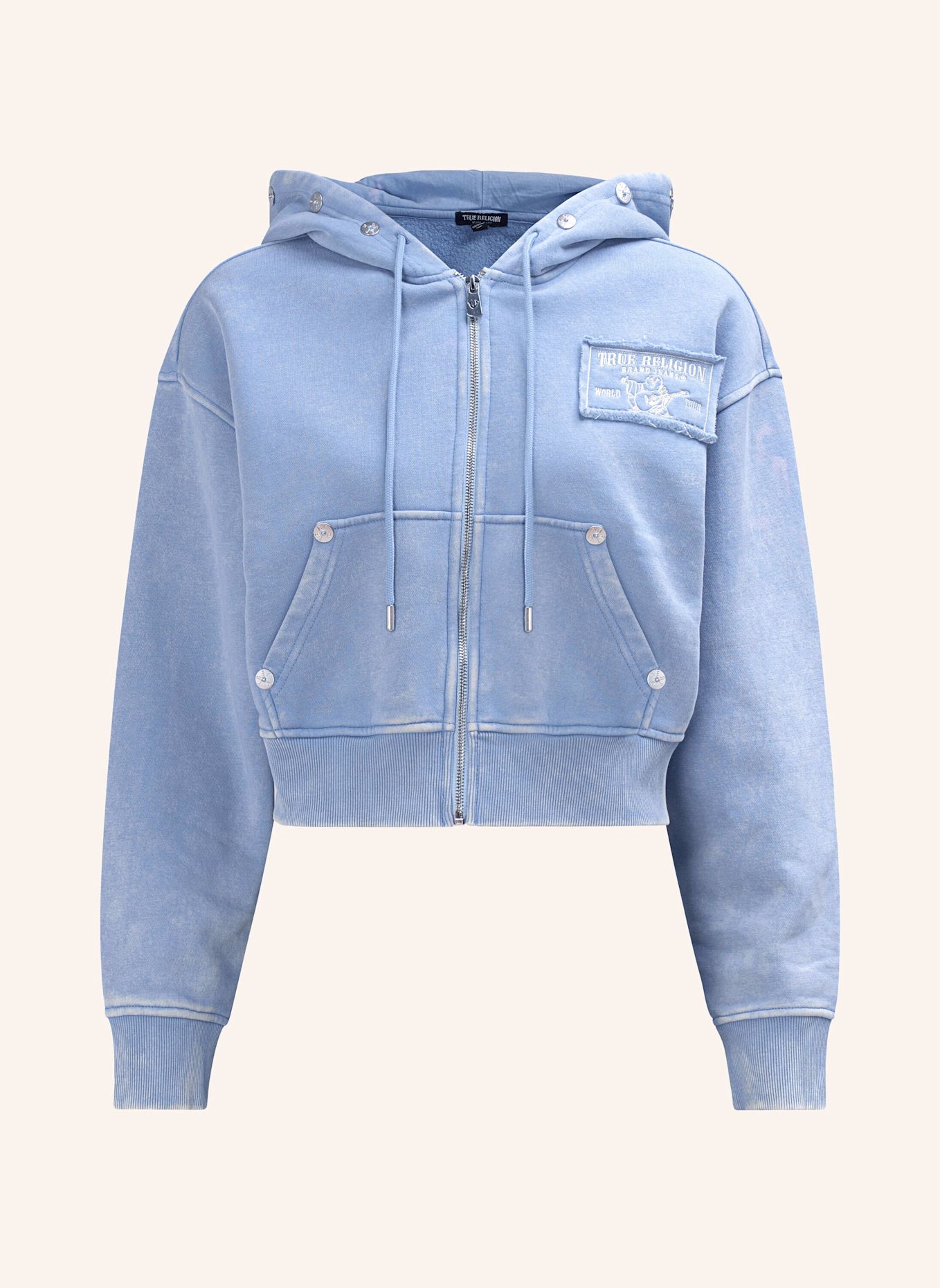 TRUE RELIGION Zip-Hoodie VINTAGE WASHED: BLAU