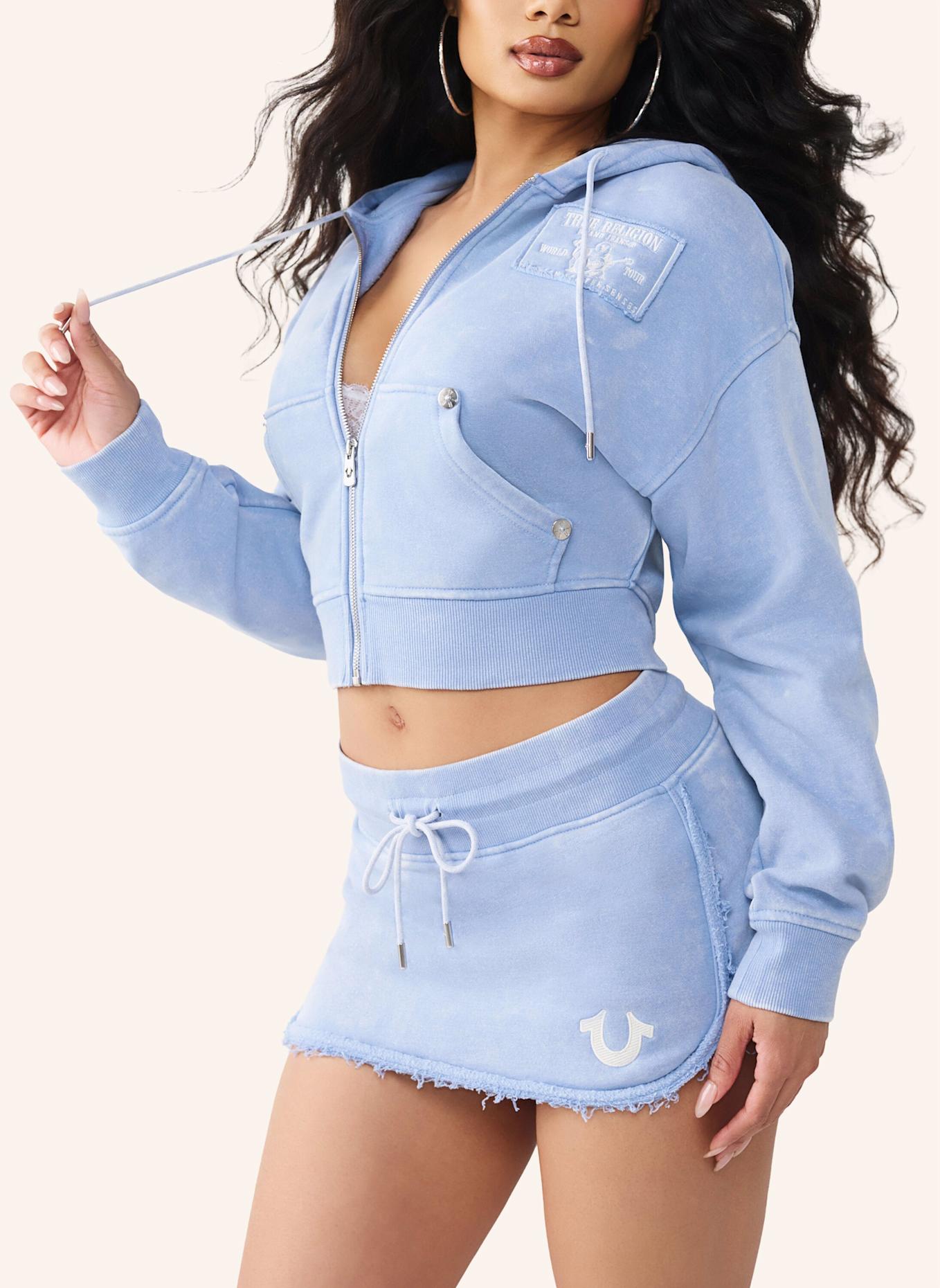 TRUE RELIGION Zip-Hoodie VINTAGE WASHED: BLAU
