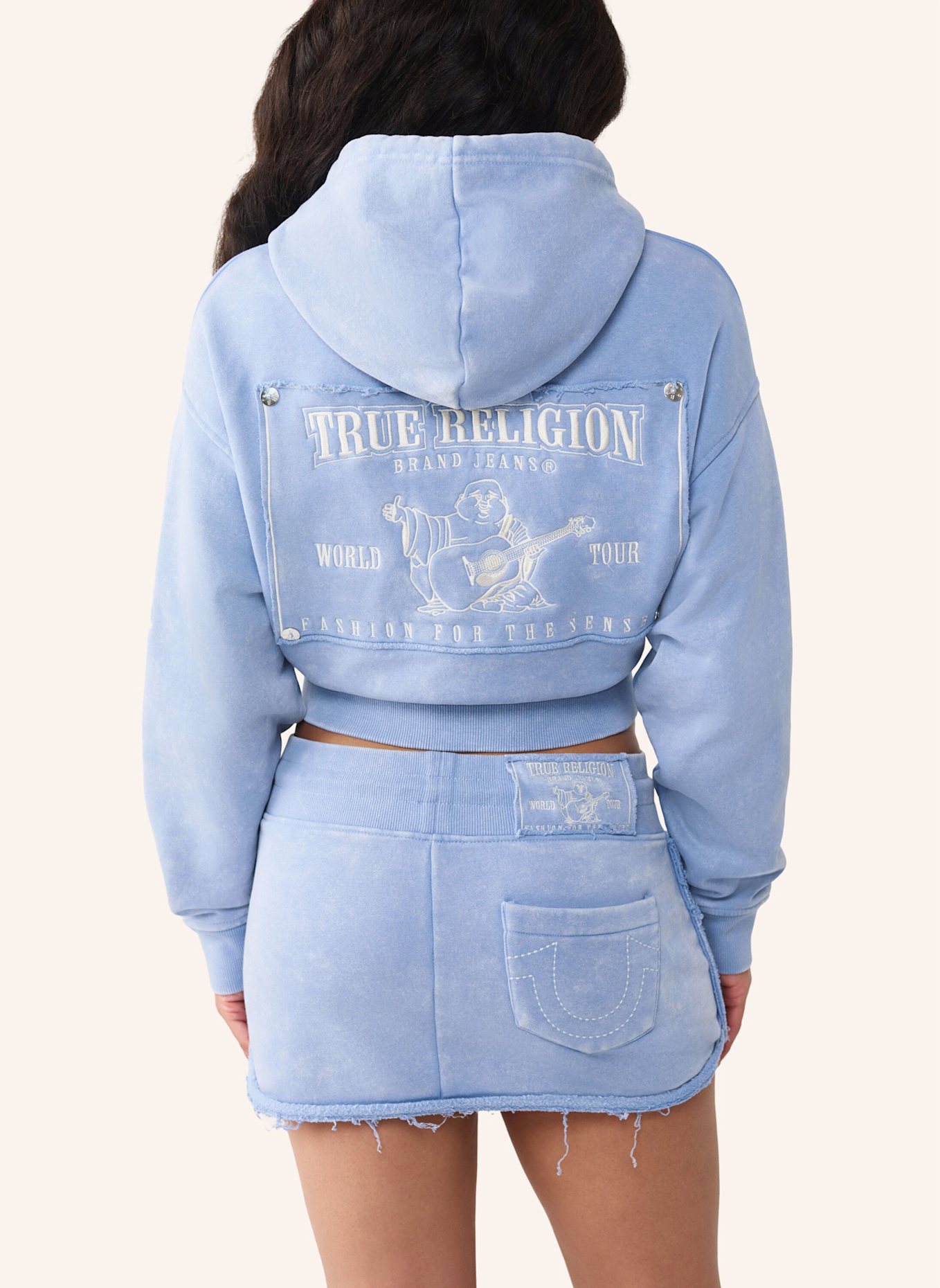 TRUE RELIGION Zip-Hoodie VINTAGE WASHED: BLAU
