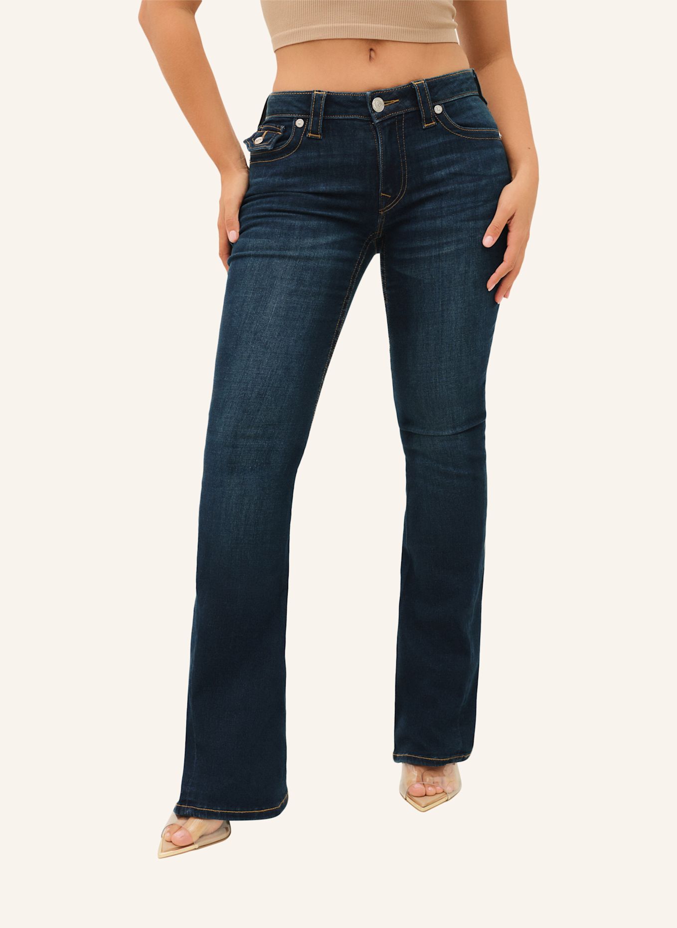 TRUE RELIGION Flare Jeans: DUNKELBLAU