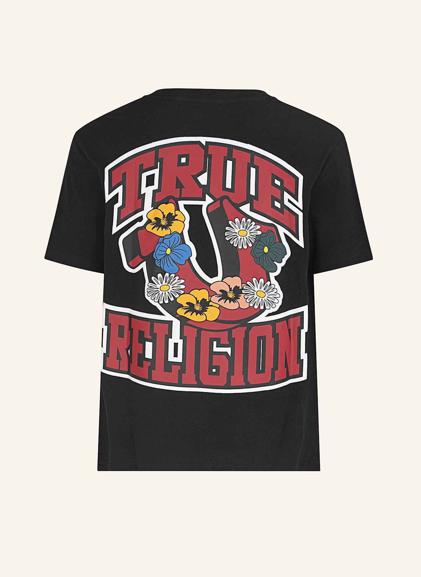 TRUE RELIGION T-Shirt GARDEN: SCHWARZ