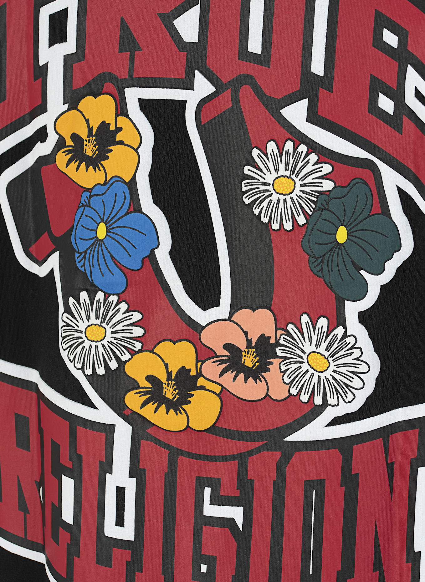 TRUE RELIGION T-Shirt GARDEN: SCHWARZ