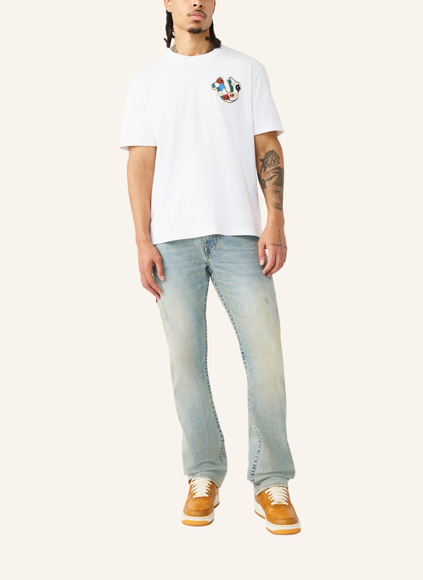TRUE RELIGION T-Shirt GARDEN: WEISS