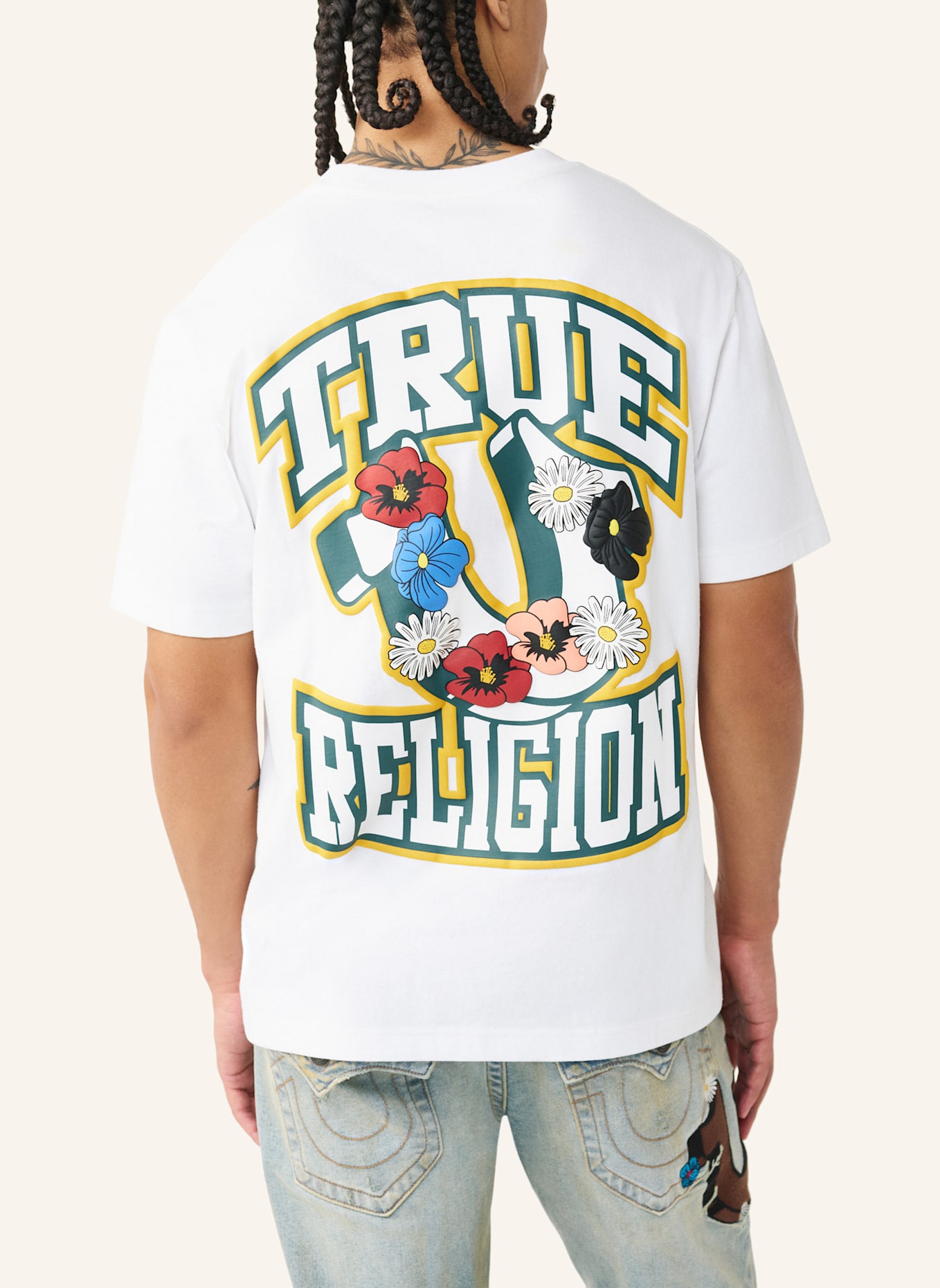 TRUE RELIGION T-Shirt GARDEN: WEISS