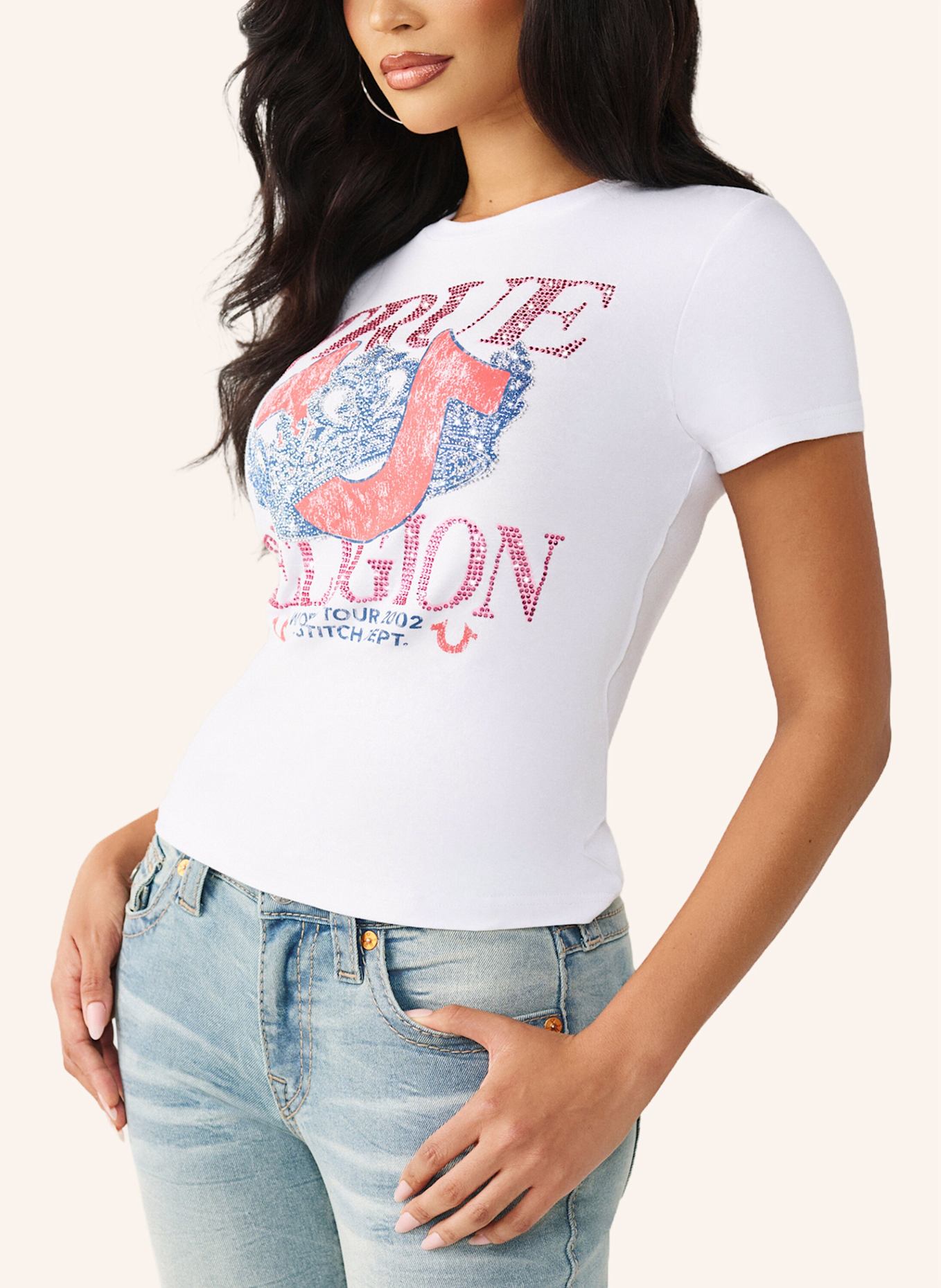 TRUE RELIGION T-Shirt CRYSTAL: WEISS