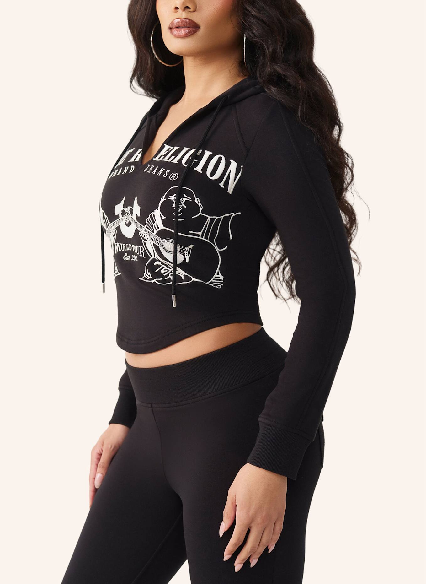 TRUE RELIGION Hoodie: SCHWARZ