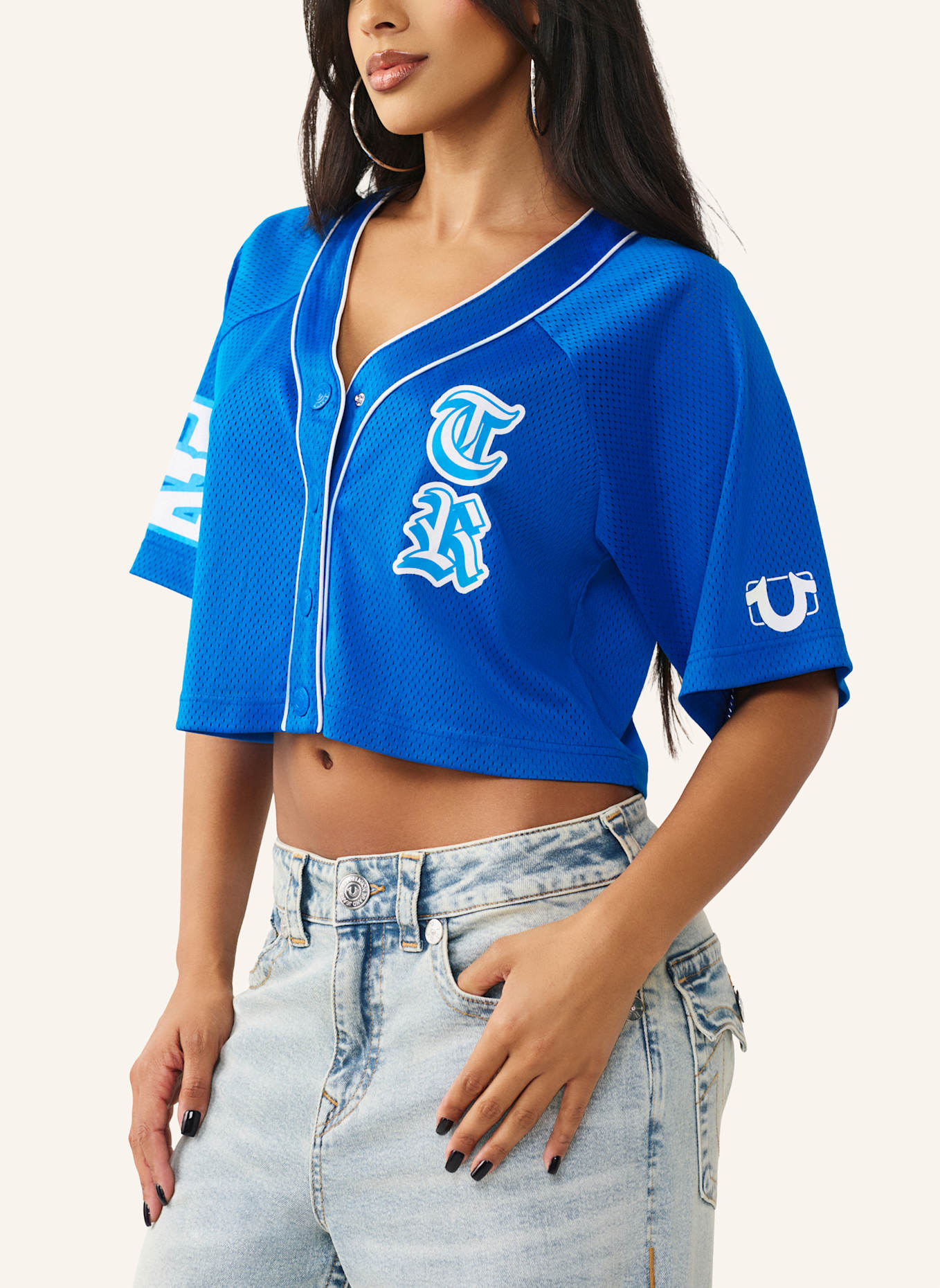 TRUE RELIGION Jerseyhemd SATIN PATCH: BLAU