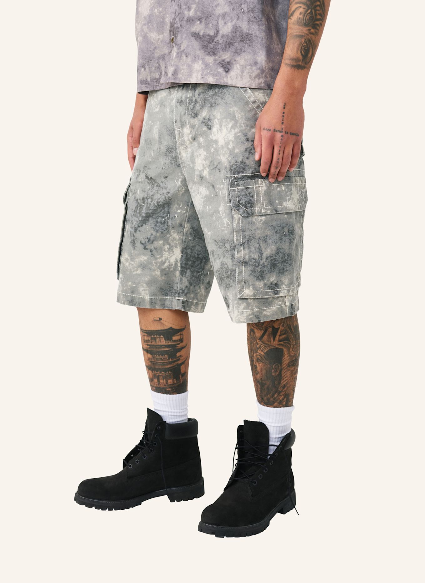 TRUE RELIGION Cargo-Shorts VINNY BIG T: GRAU