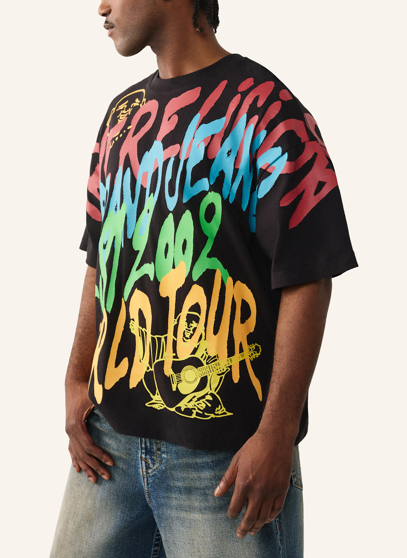 TRUE RELIGION T-Shirt GRAFFITTI: SCHWARZ