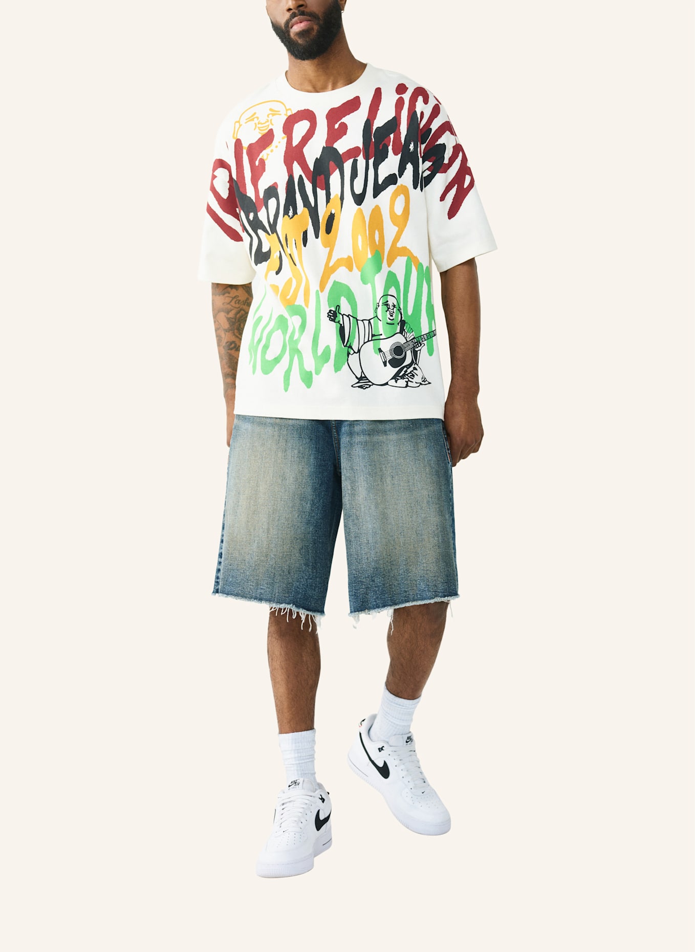 TRUE RELIGION T-Shirt GRAFFITTI: WEISS