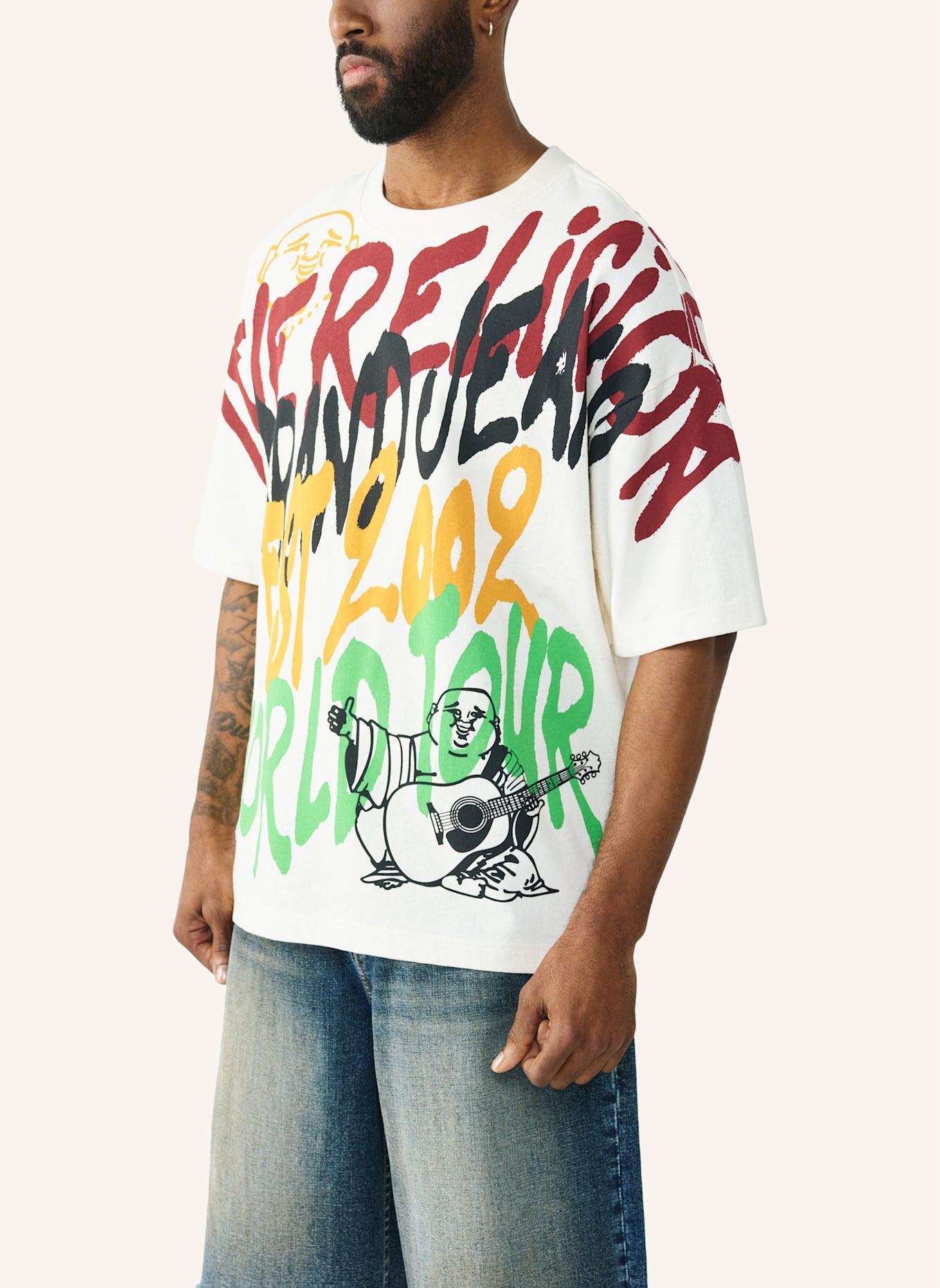TRUE RELIGION T-Shirt GRAFFITTI: WEISS