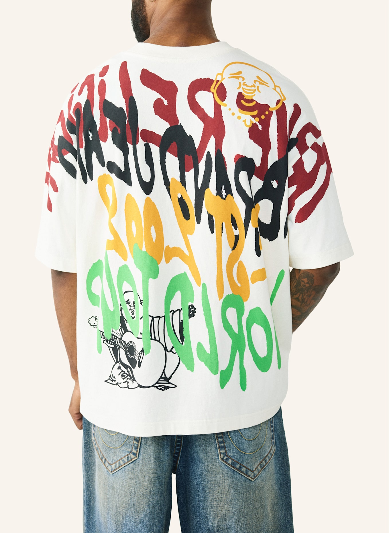 TRUE RELIGION T-Shirt GRAFFITTI: WEISS