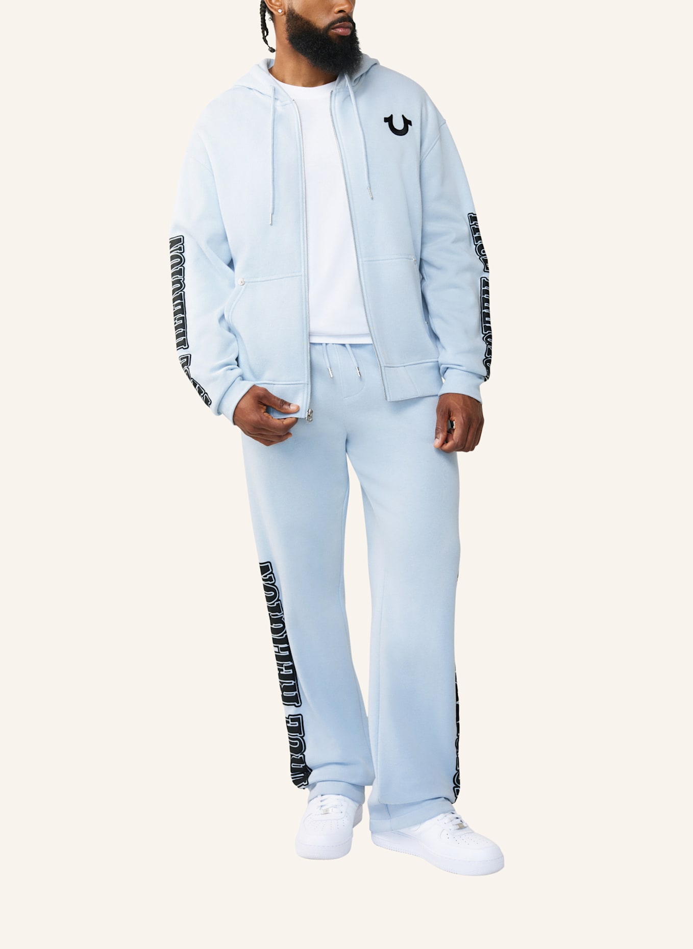 TRUE RELIGION Zip-Hoodie LOGO: GRAU