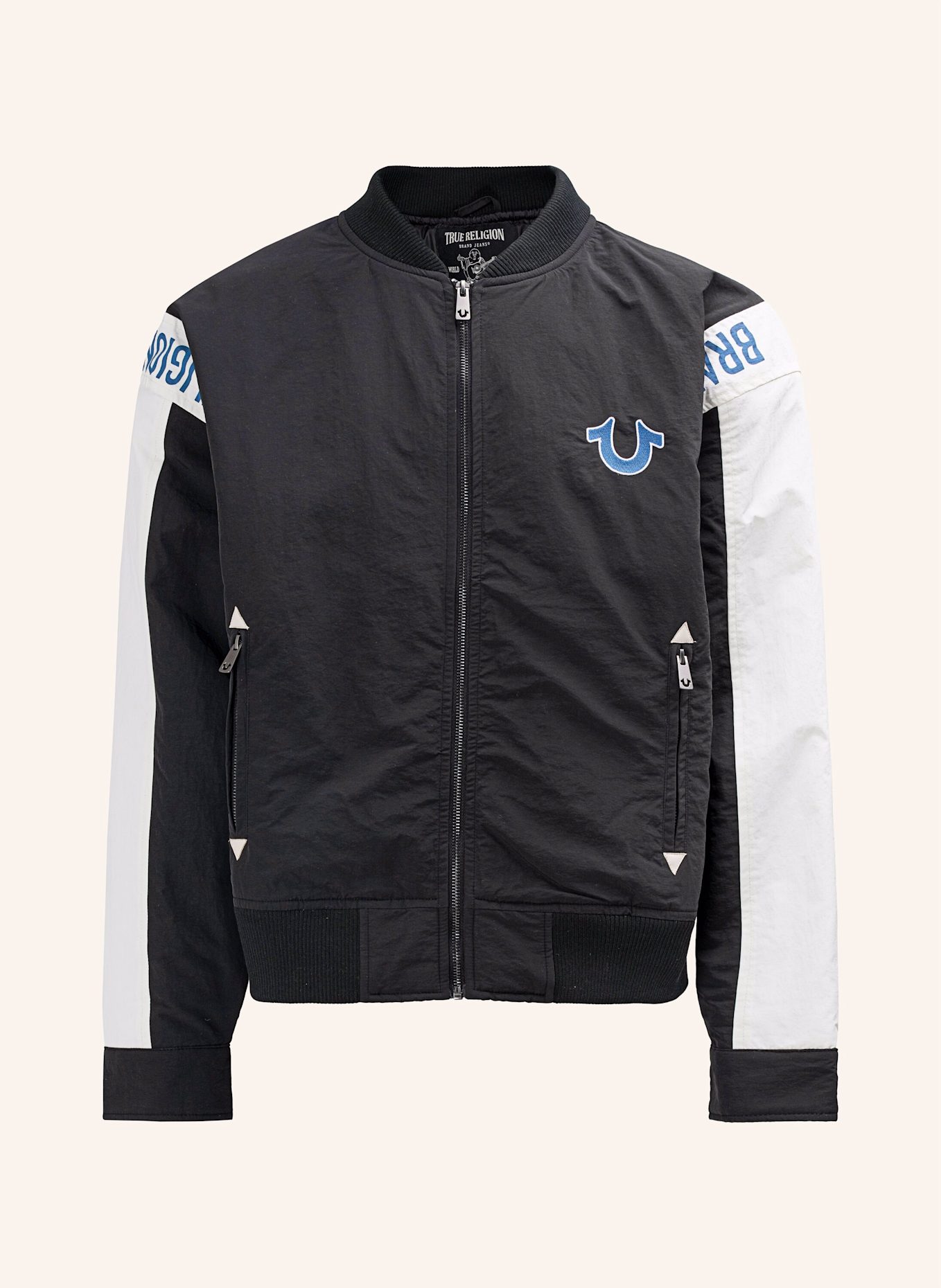 TRUE RELIGION Chopper JACKE: SCHWARZ/ WEISS