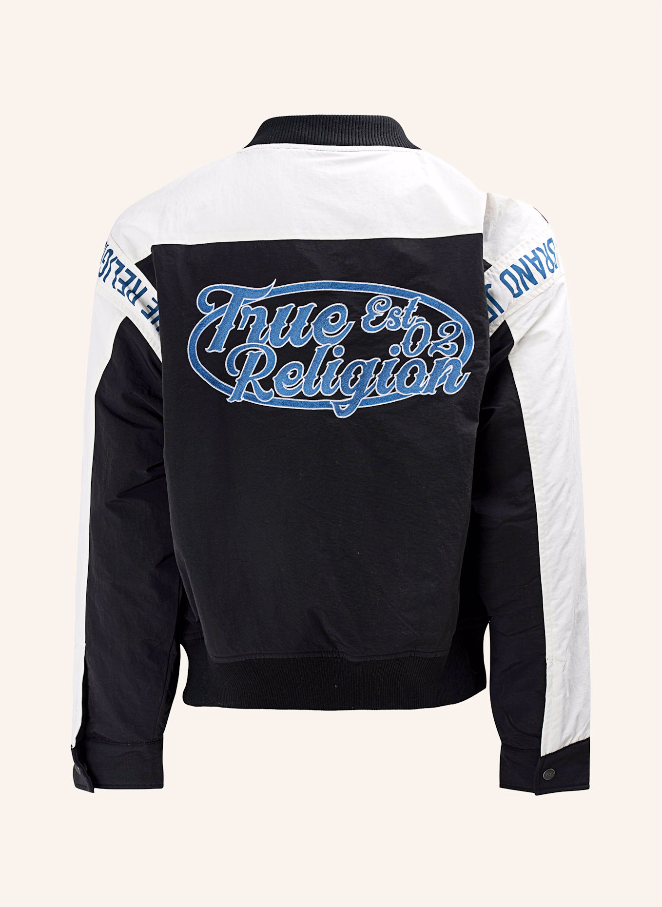 TRUE RELIGION Chopper JACKE: SCHWARZ/ WEISS