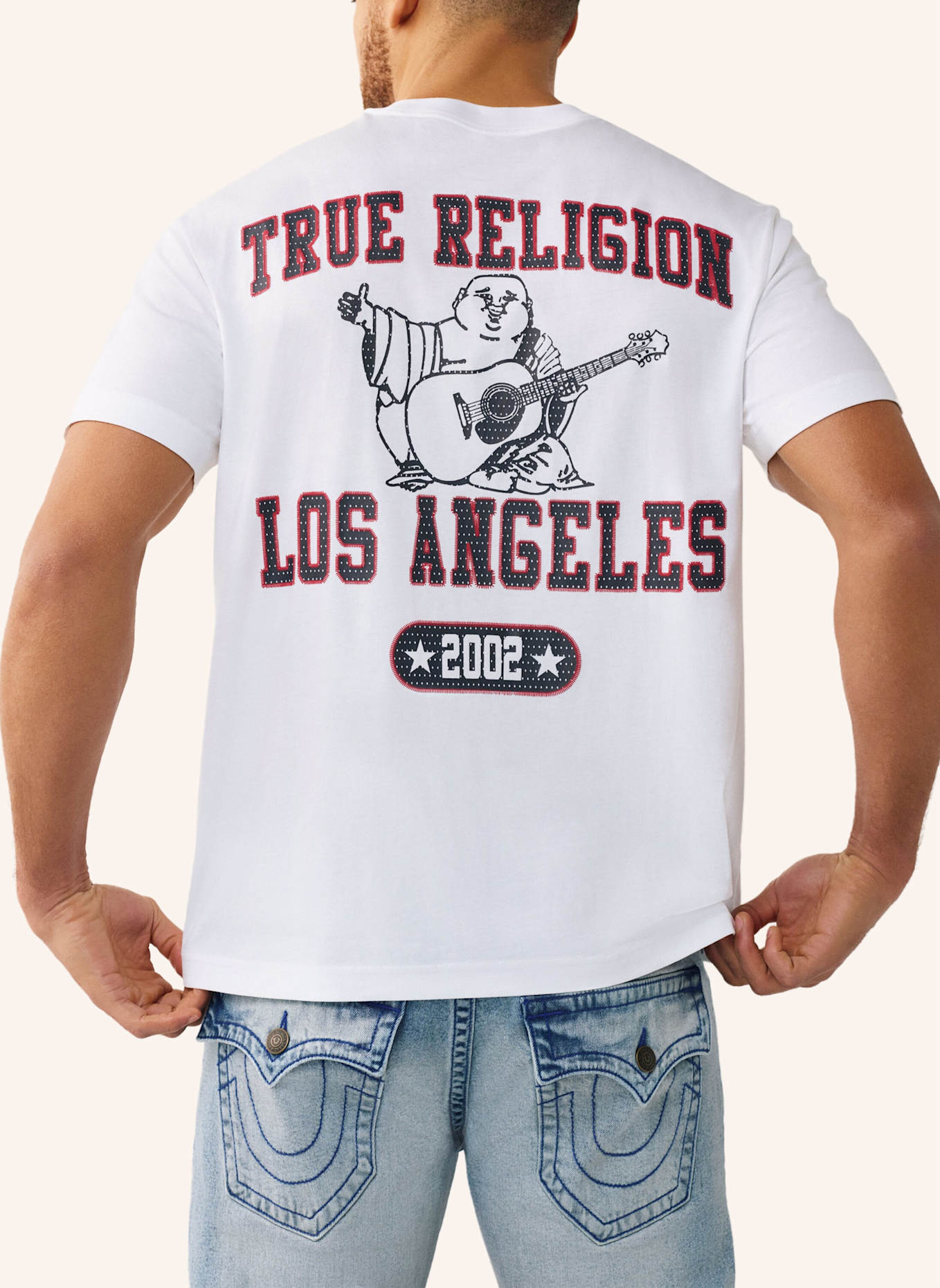 TRUE RELIGION T-Shirt PRINT BUDDHA: WEISS