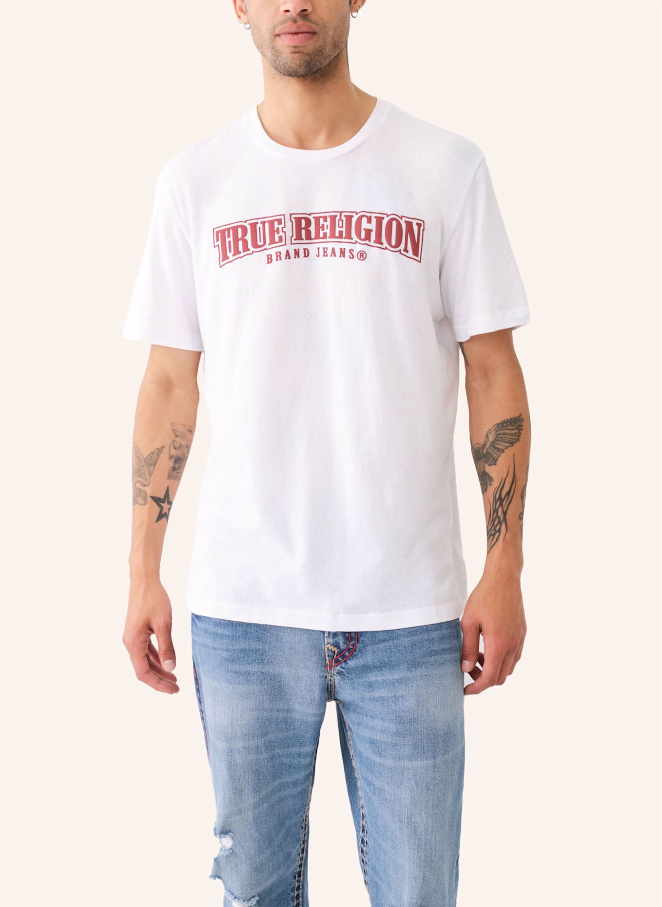 TRUE RELIGION T-Shirt BRUSH: WEISS