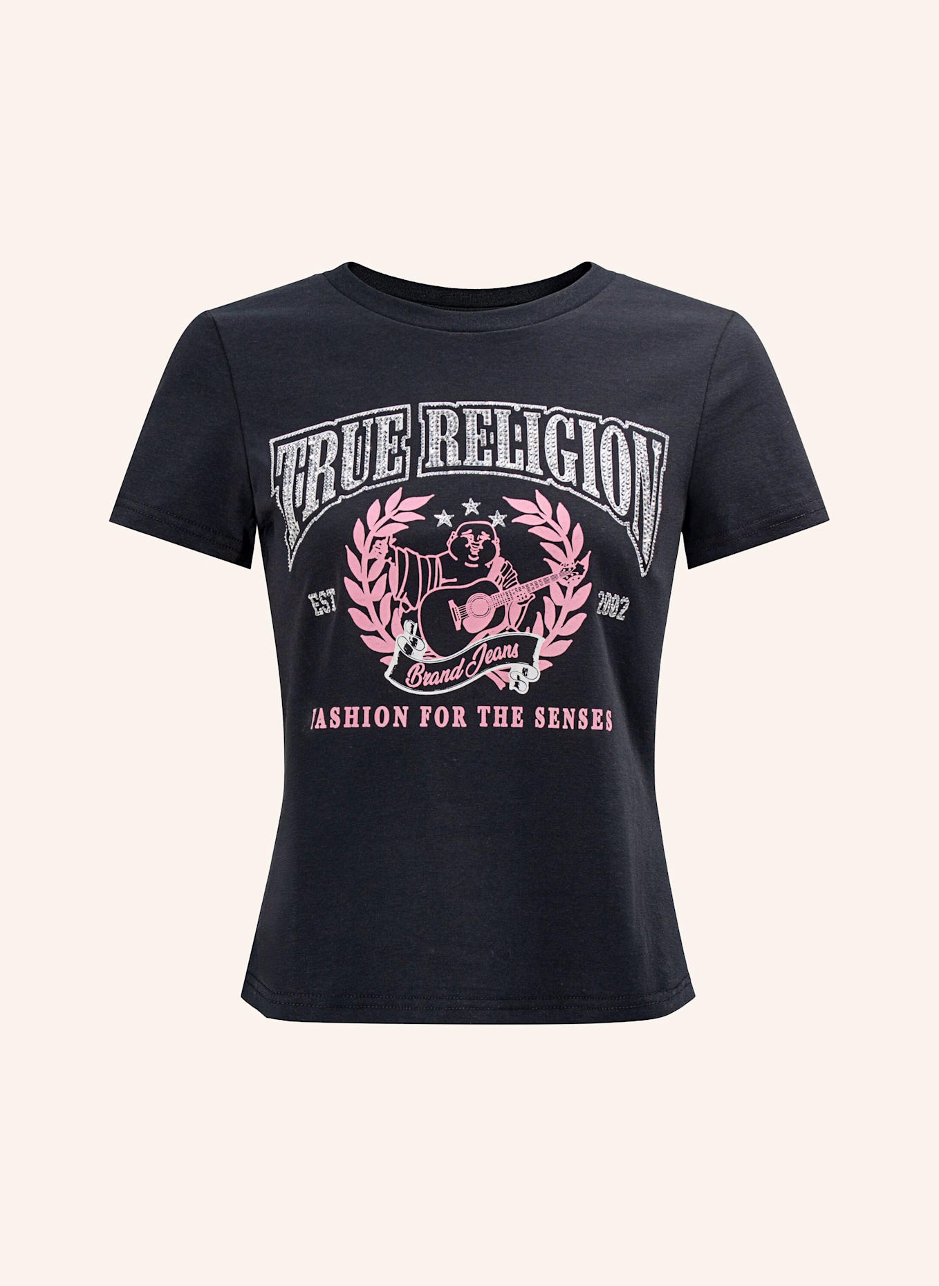 TRUE RELIGION T-Shirt CRYSTAL BUDDHA: SCHWARZ