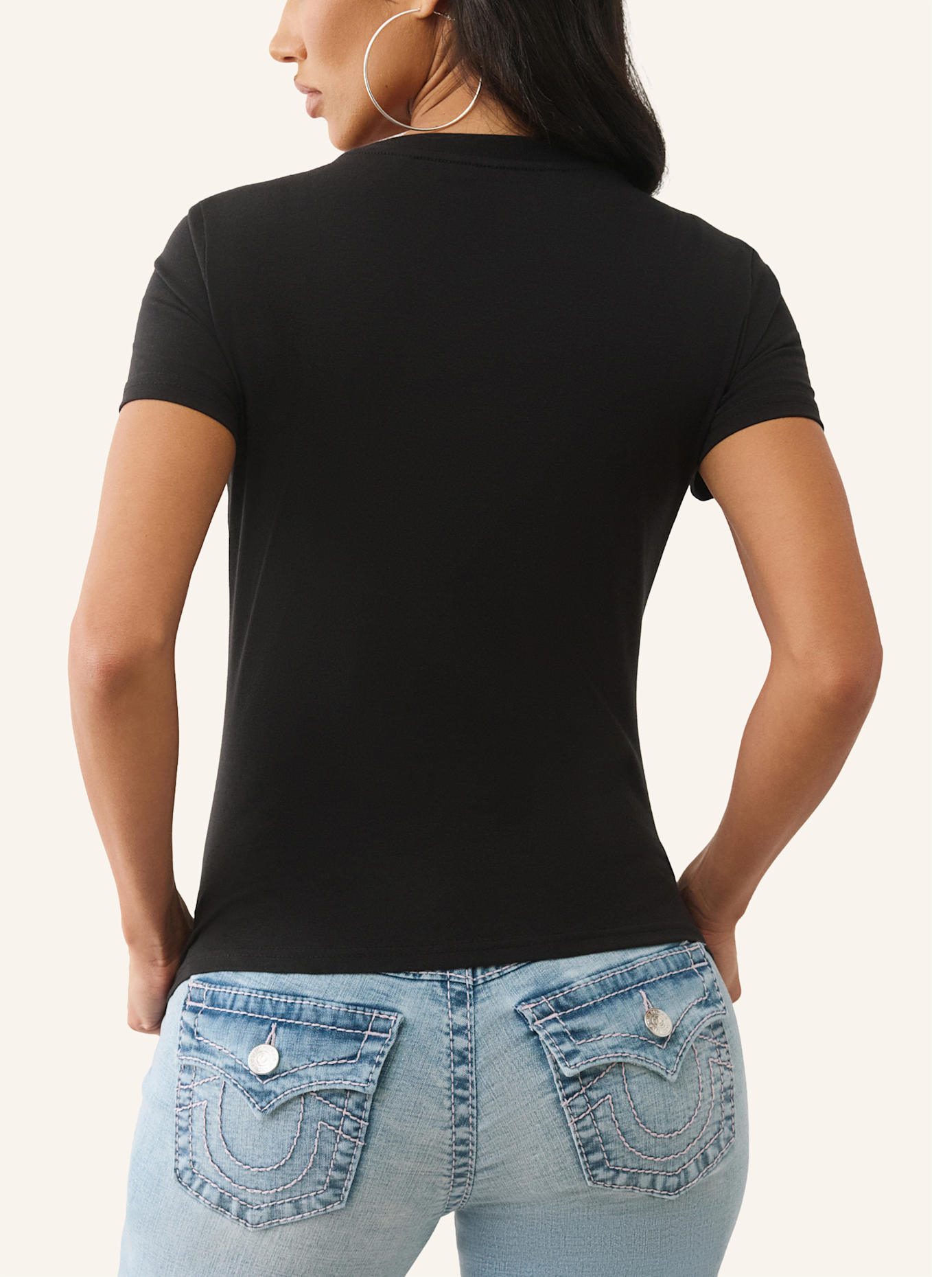 TRUE RELIGION T-Shirt CRYSTAL BUDDHA: SCHWARZ