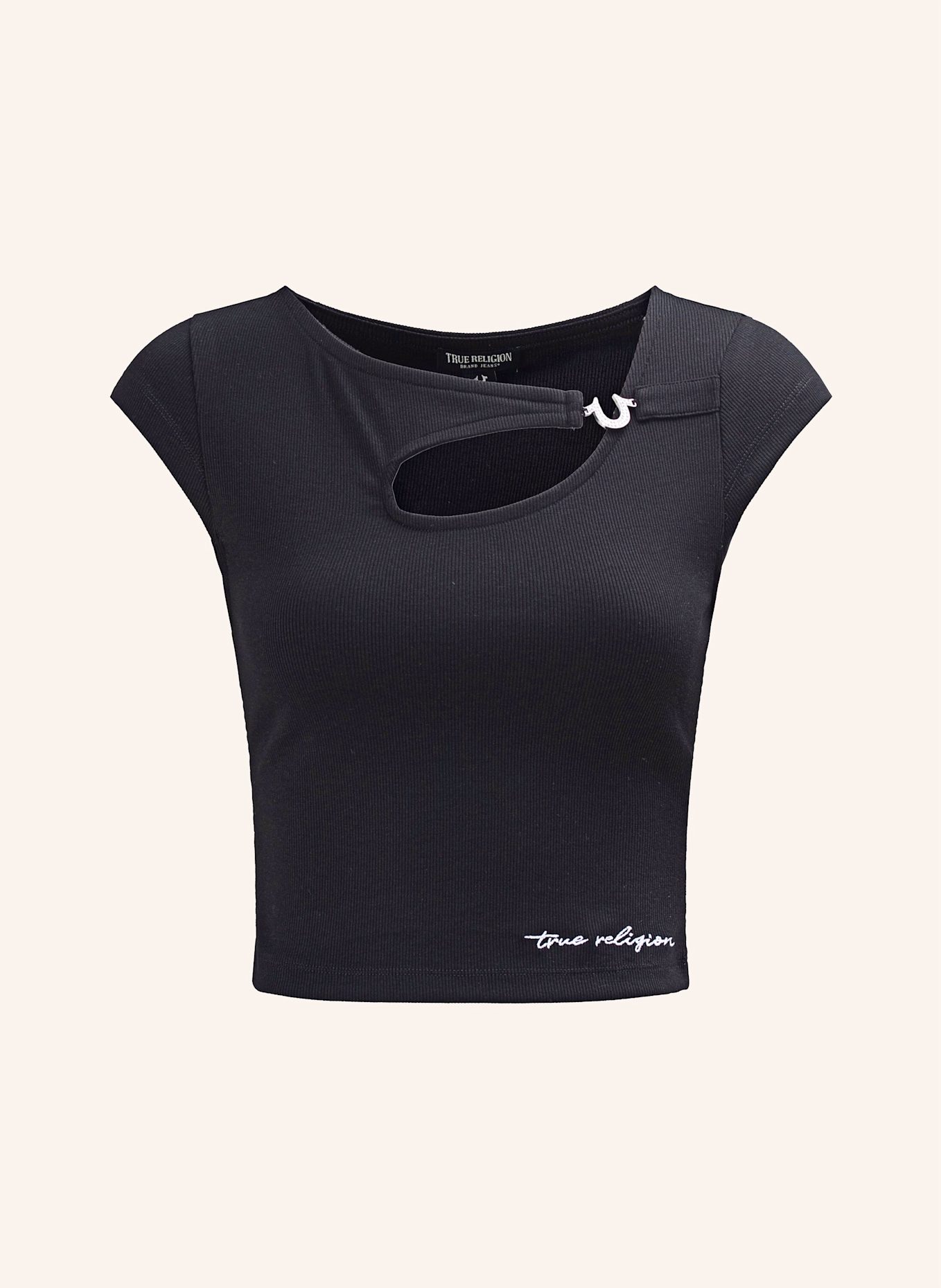TRUE RELIGION Rib-Top CRYSTAL: SCHWARZ