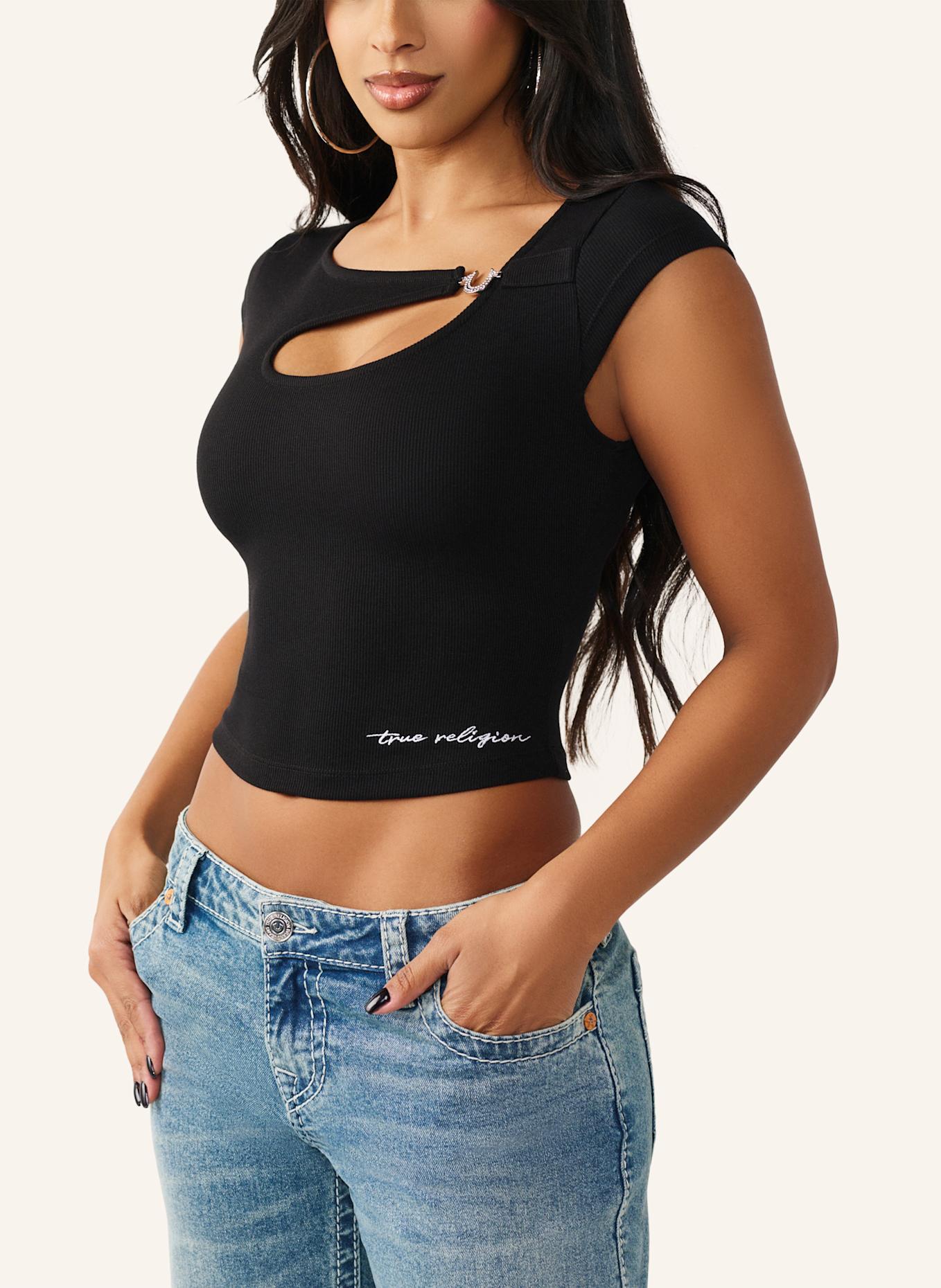 TRUE RELIGION Rib-Top CRYSTAL: SCHWARZ