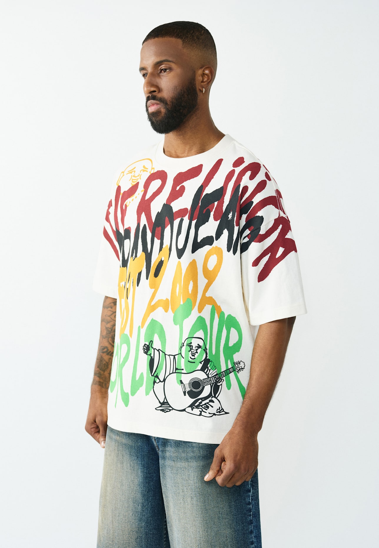 TRUE RELIGION T-Shirt GRAFFITTI: WEISS