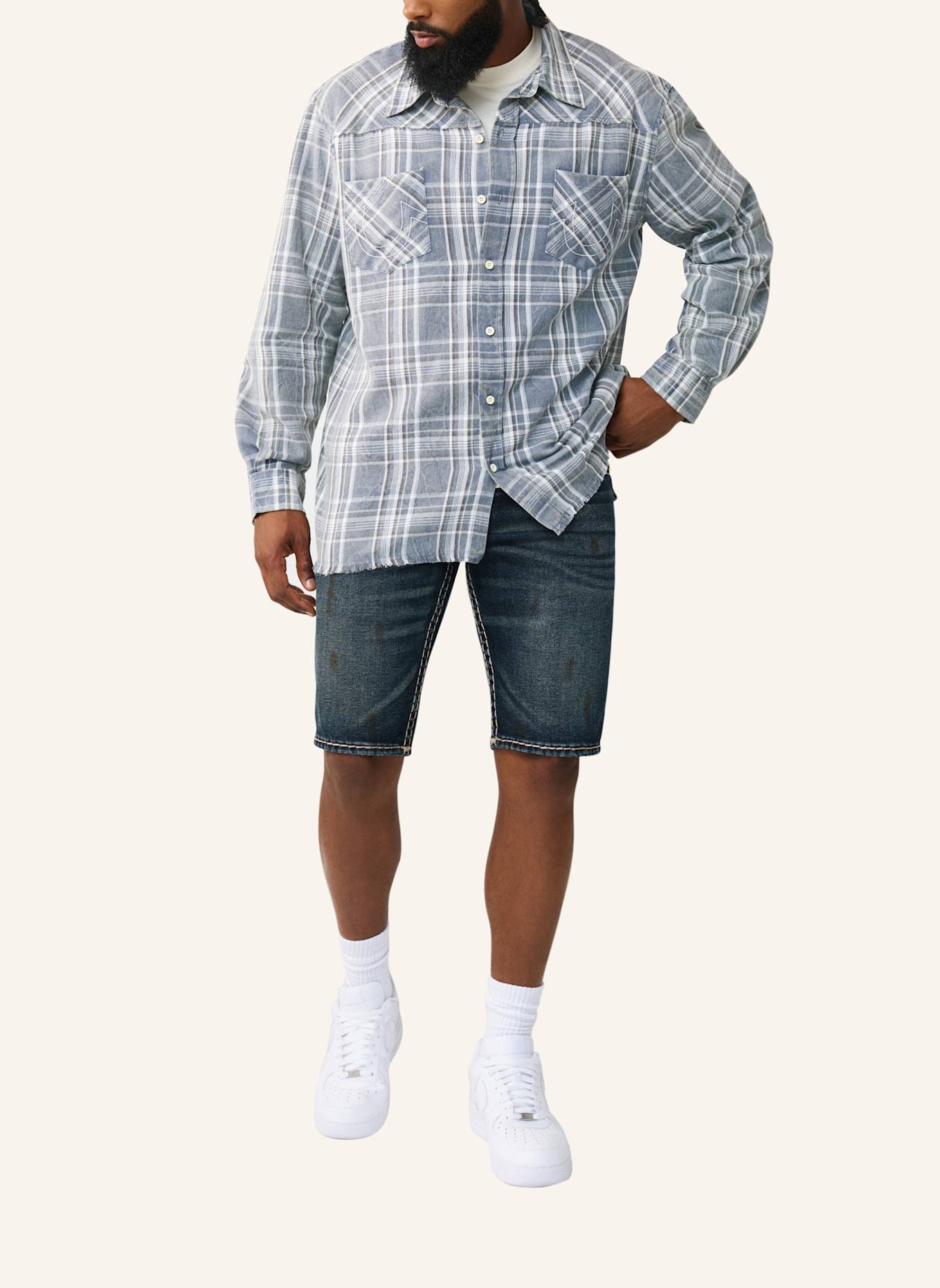 TRUE RELIGION Flannellhemd: BLAU