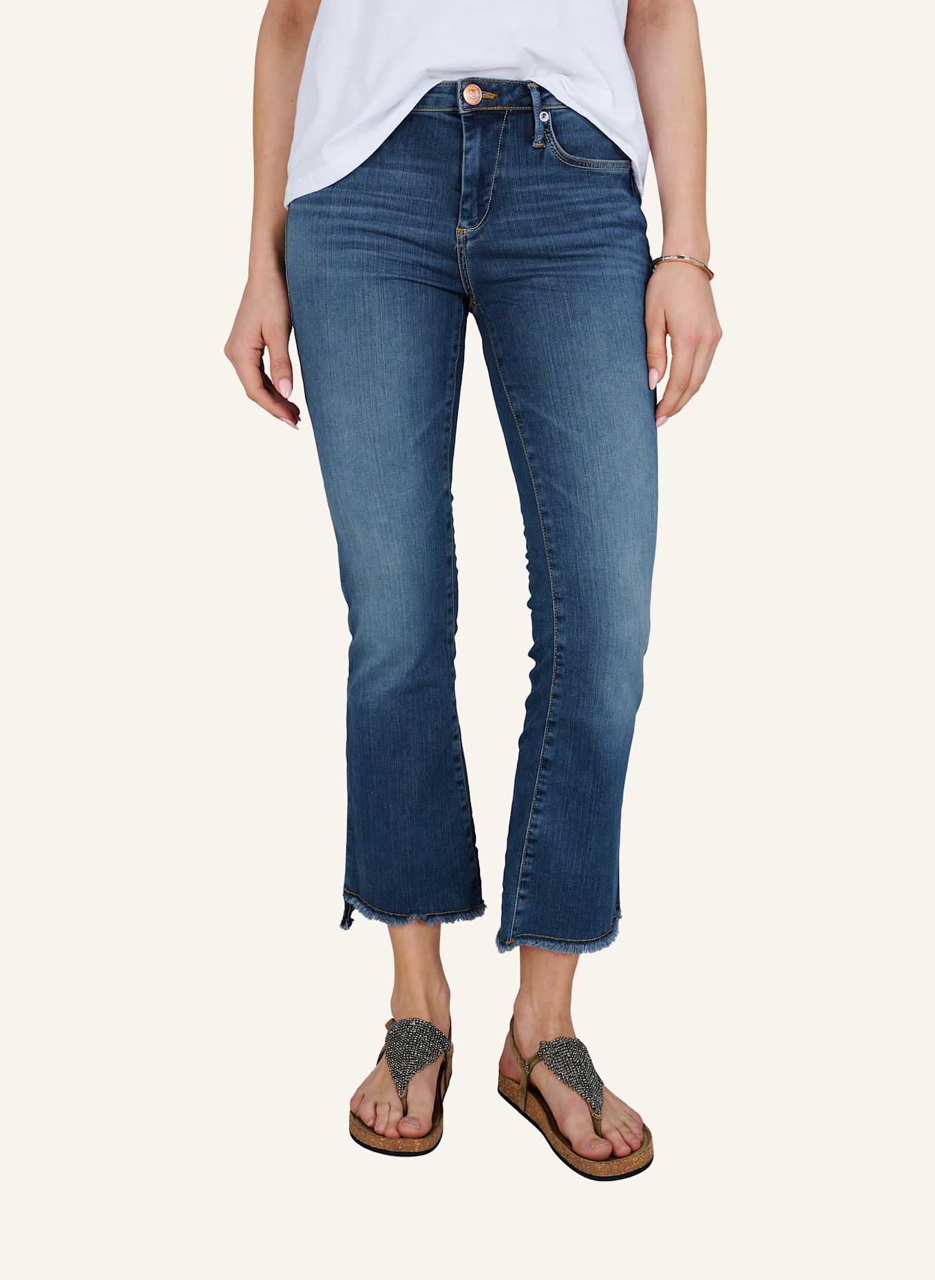 TRUE RELIGION Jeans HALLE Kick Flare: BLAUGRAU / DUNKELBLAU