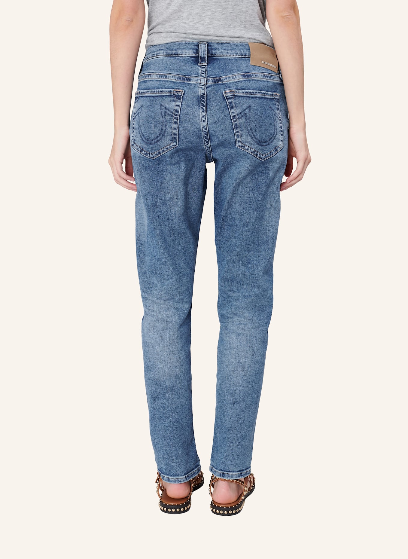 TRUE RELIGION Jeans Boyfriend: BLAUGRAU/ DUNKELBLAU