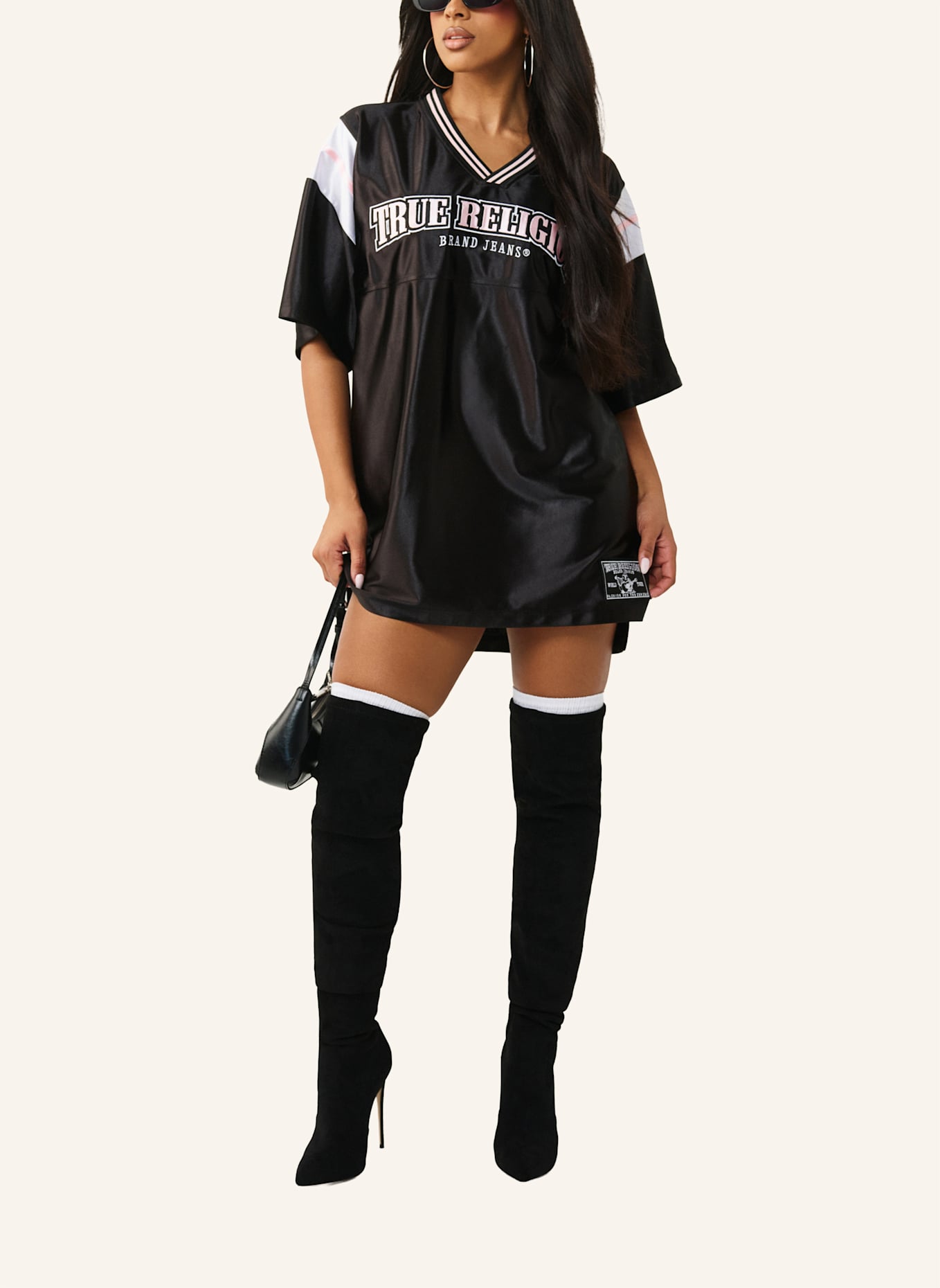 TRUE RELIGION Jerseykleid: SCHWARZ