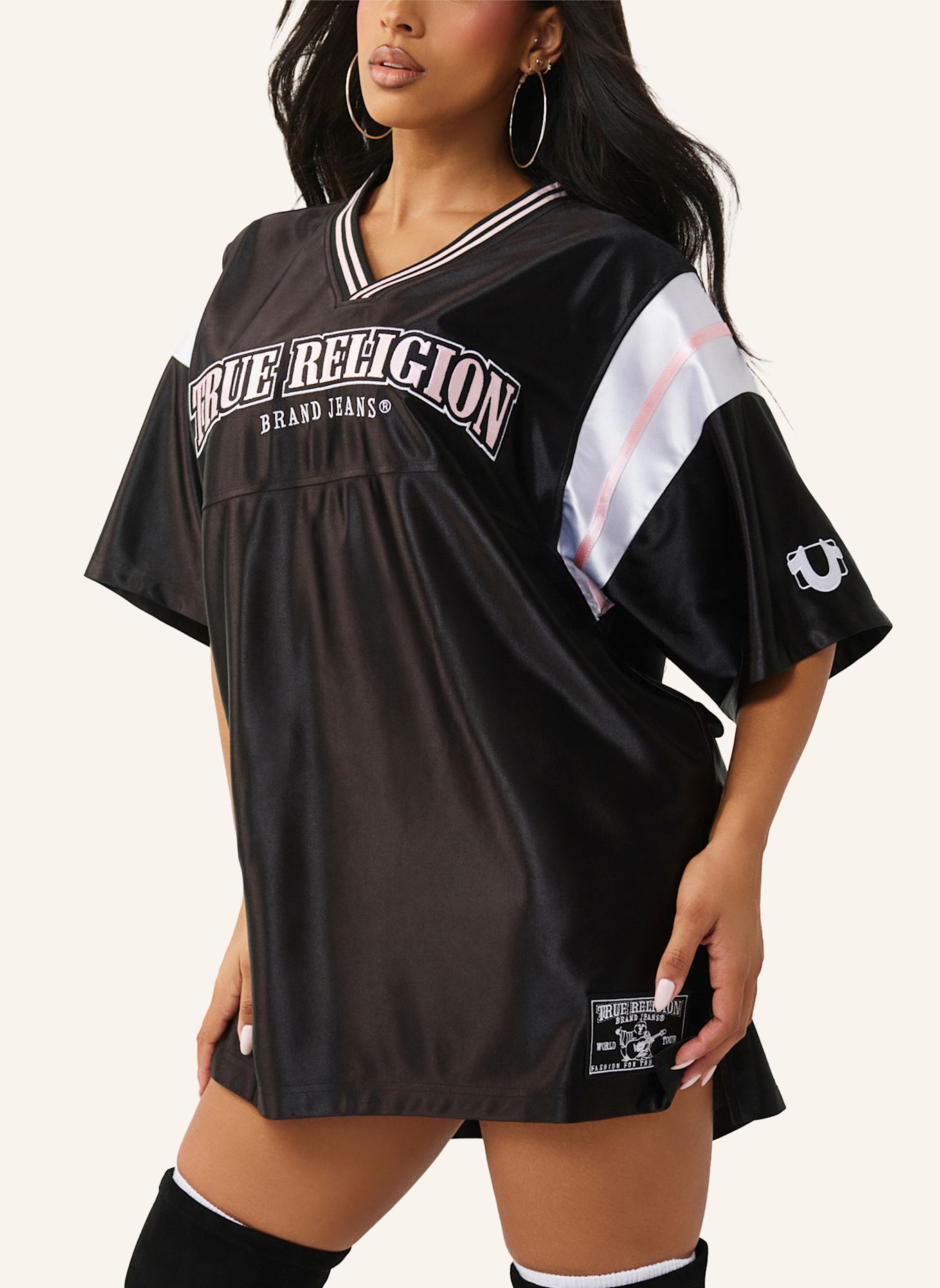 TRUE RELIGION Jerseykleid: SCHWARZ