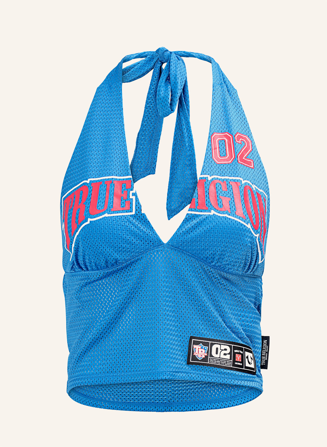 TRUE RELIGION Mesh-Halter Top: BLAU