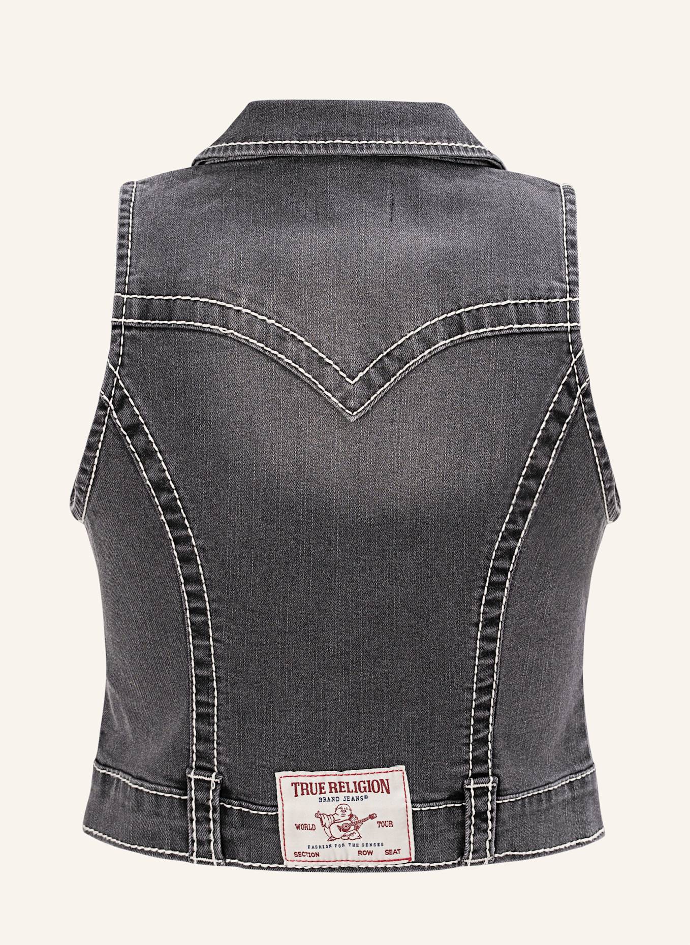 TRUE RELIGION Top ZIP FRONT: SCHWARZ/ GRAU