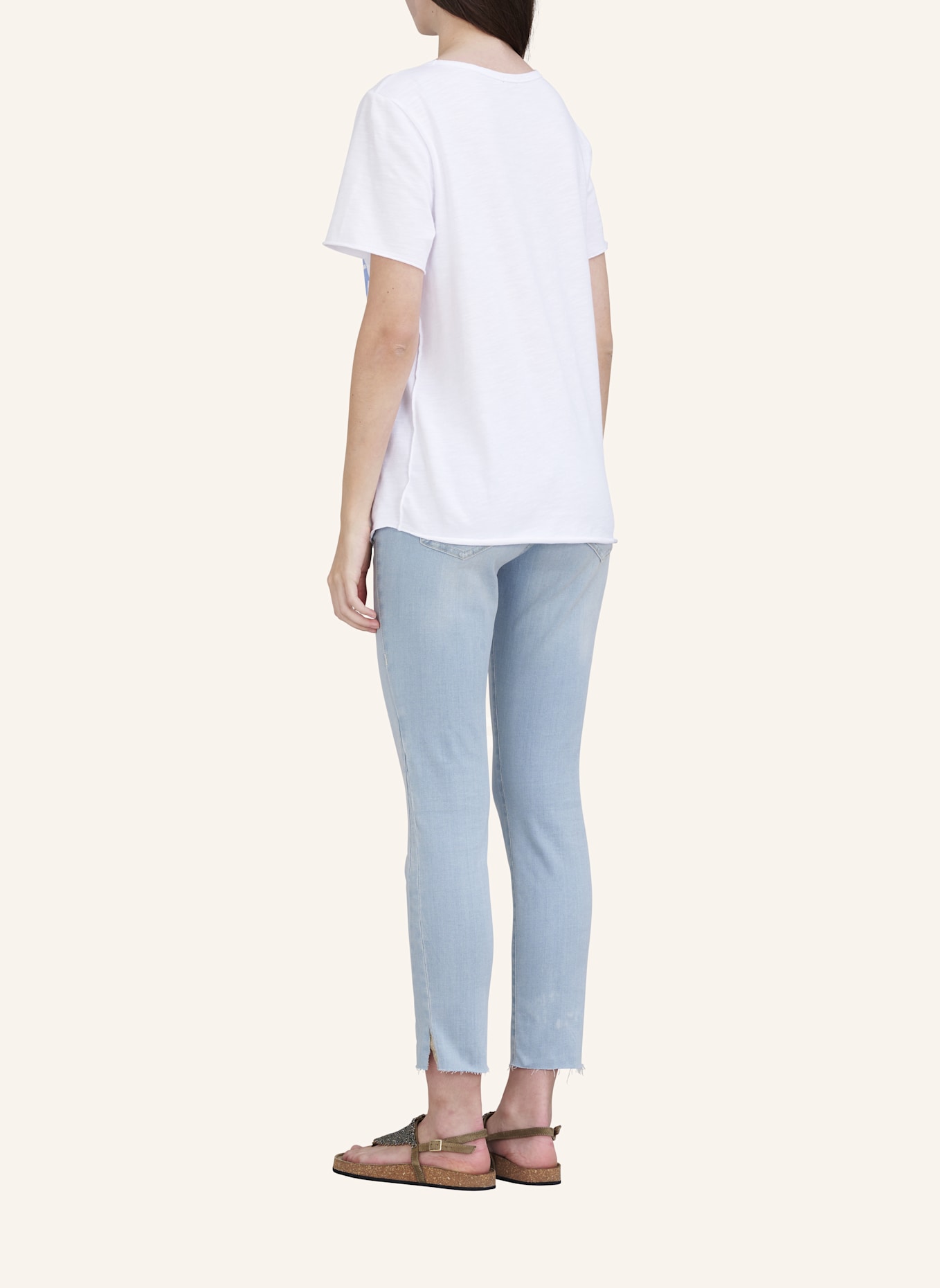 TRUE RELIGION Jeans HALLE Crop Slit: HELLBLAU/ HELLGRAU