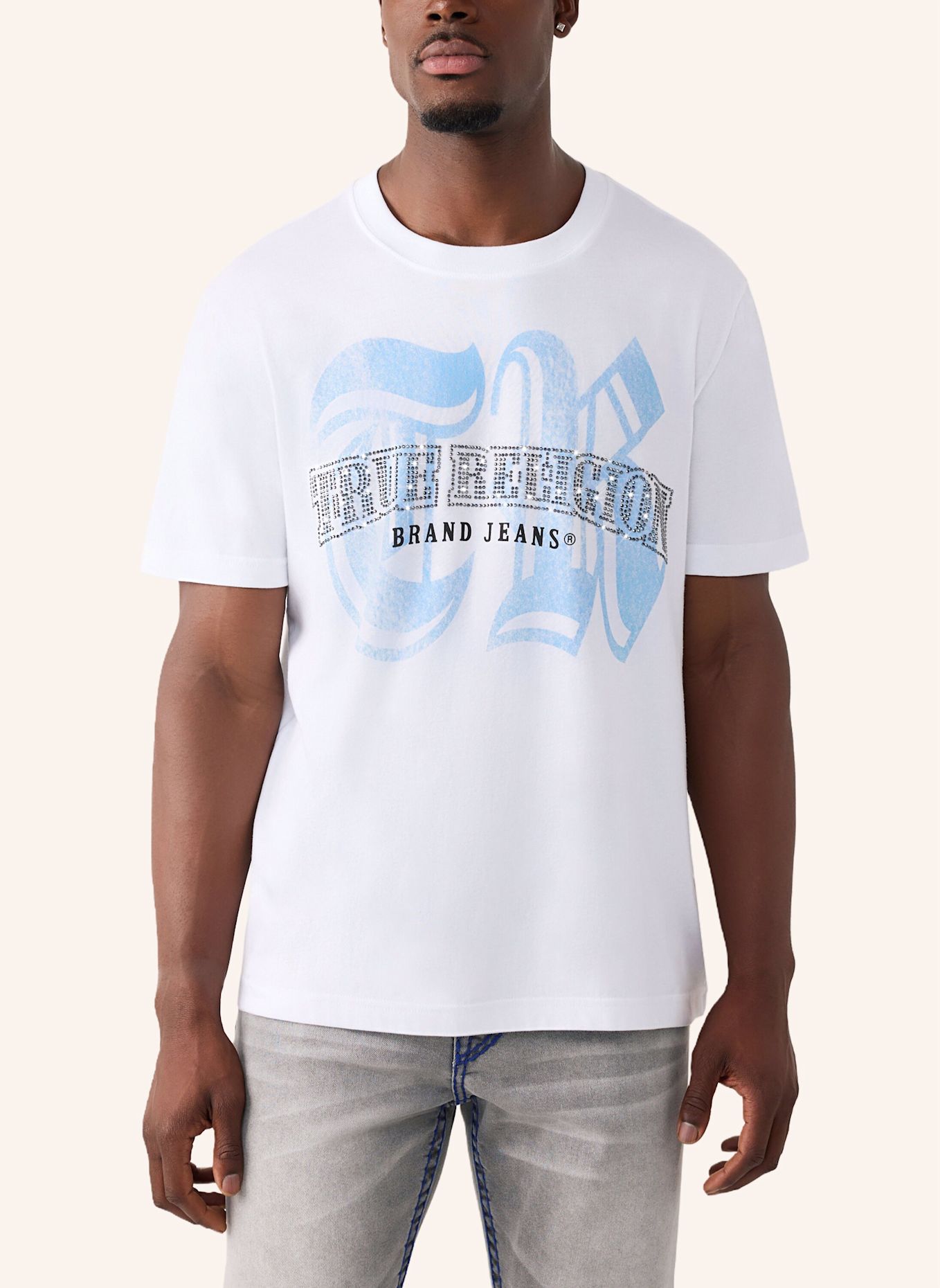 TRUE RELIGION T-Shirt CRYSTAL: WEISS