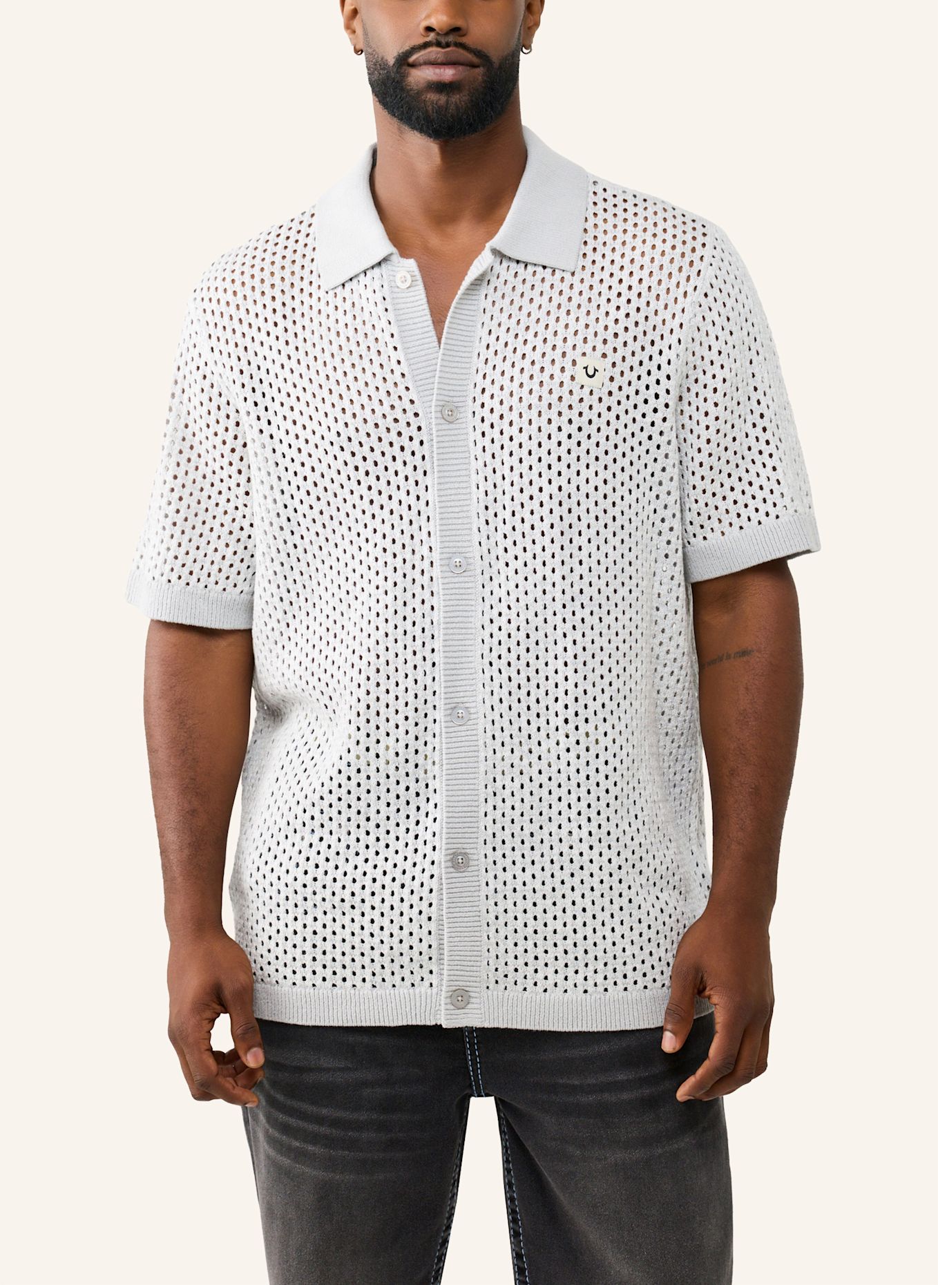 TRUE RELIGION Strickshirt: HELLGRAU
