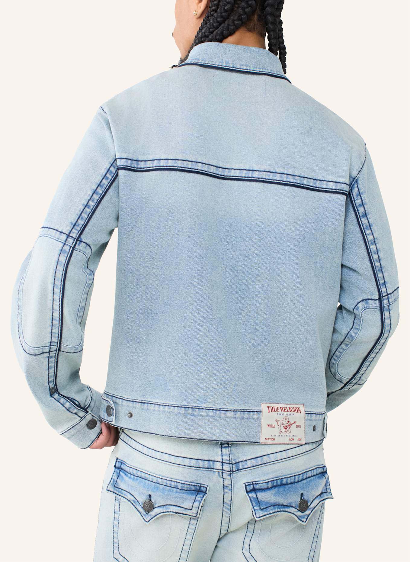 TRUE RELIGION Jeansjacke BIG T MOTO: HELLBLAU