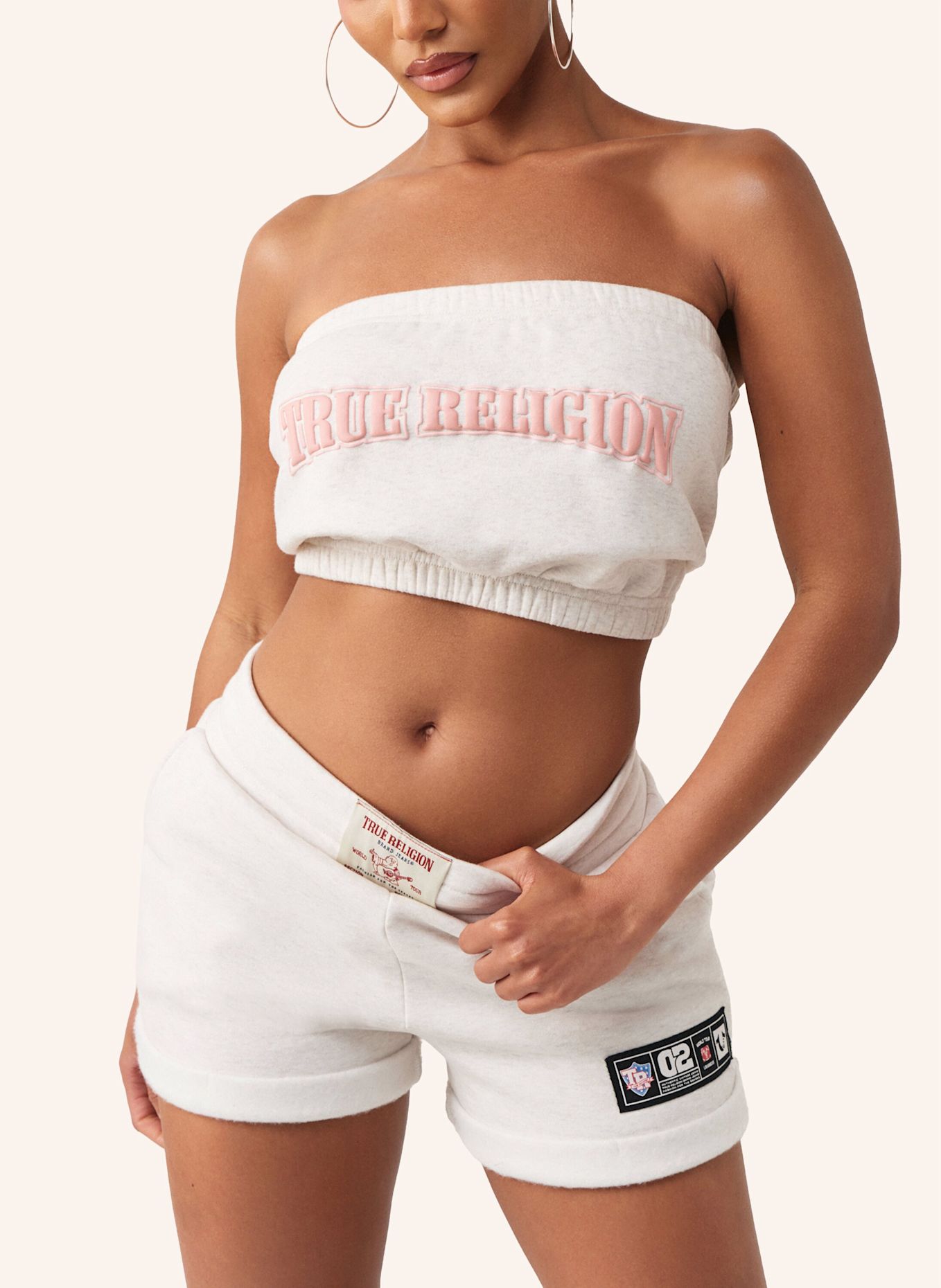 TRUE RELIGION Bandeau Top: WEISS / BEIGE