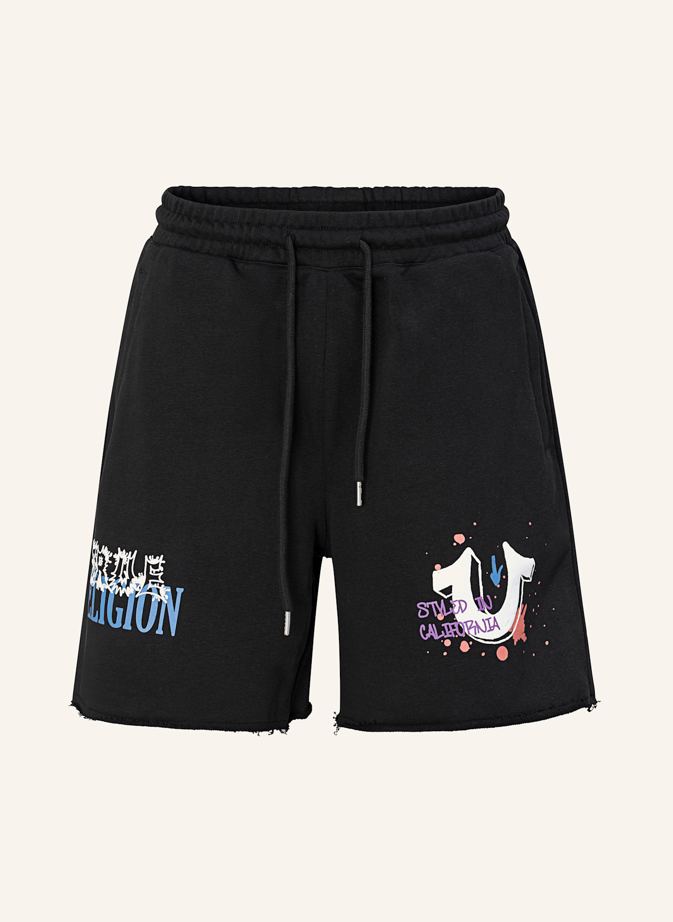 TRUE RELIGION Shorts CONCERT LOGO: SCHWARZ