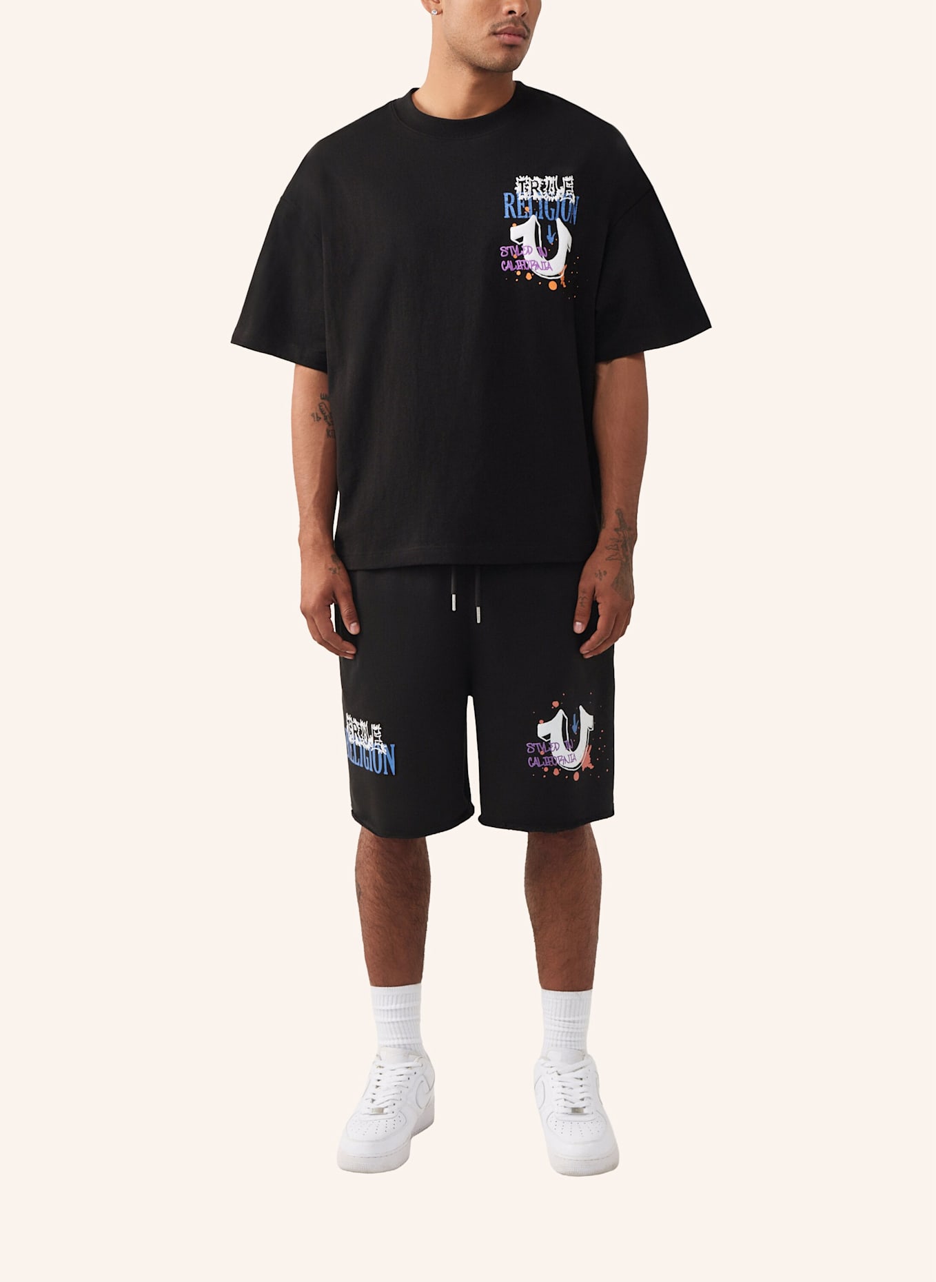 TRUE RELIGION T-Shirt CONCERT BUUDHA: SCHWARZ